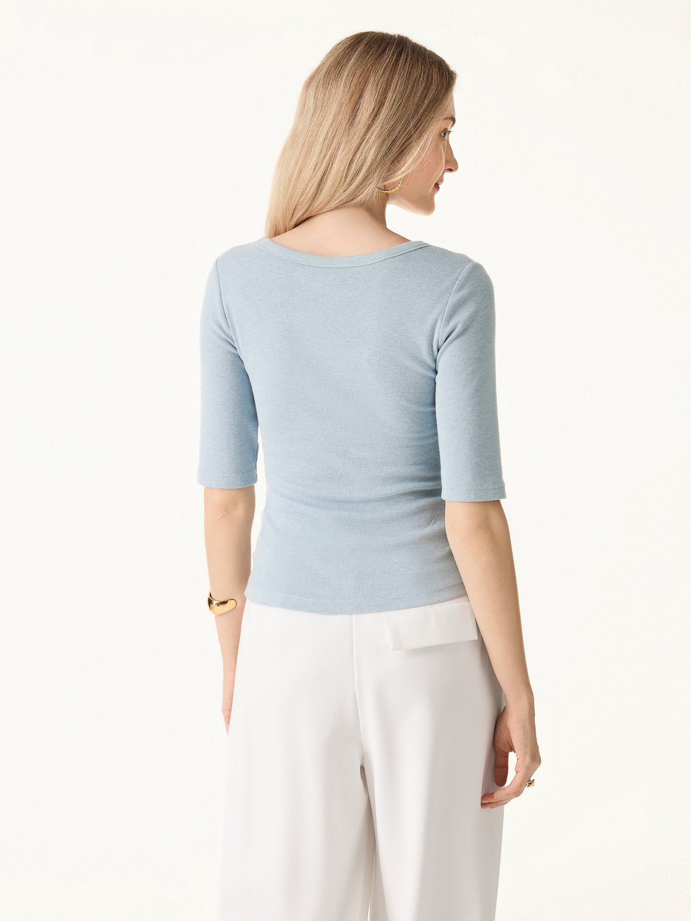 Essential V-neck Elbow Length Sleeve Brami