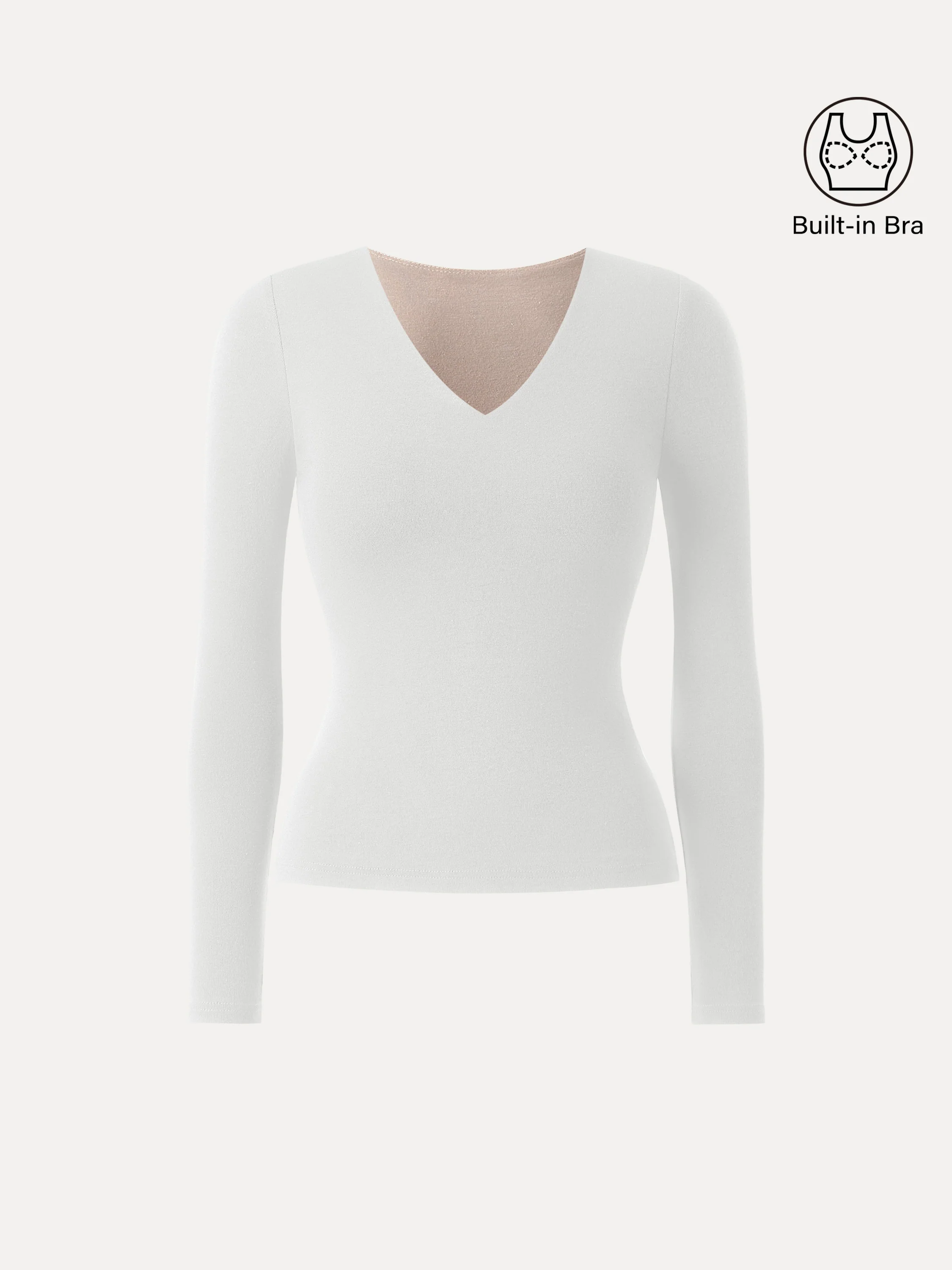 Stretchable Cotton V-Neck Long-Sleeve Brami Top