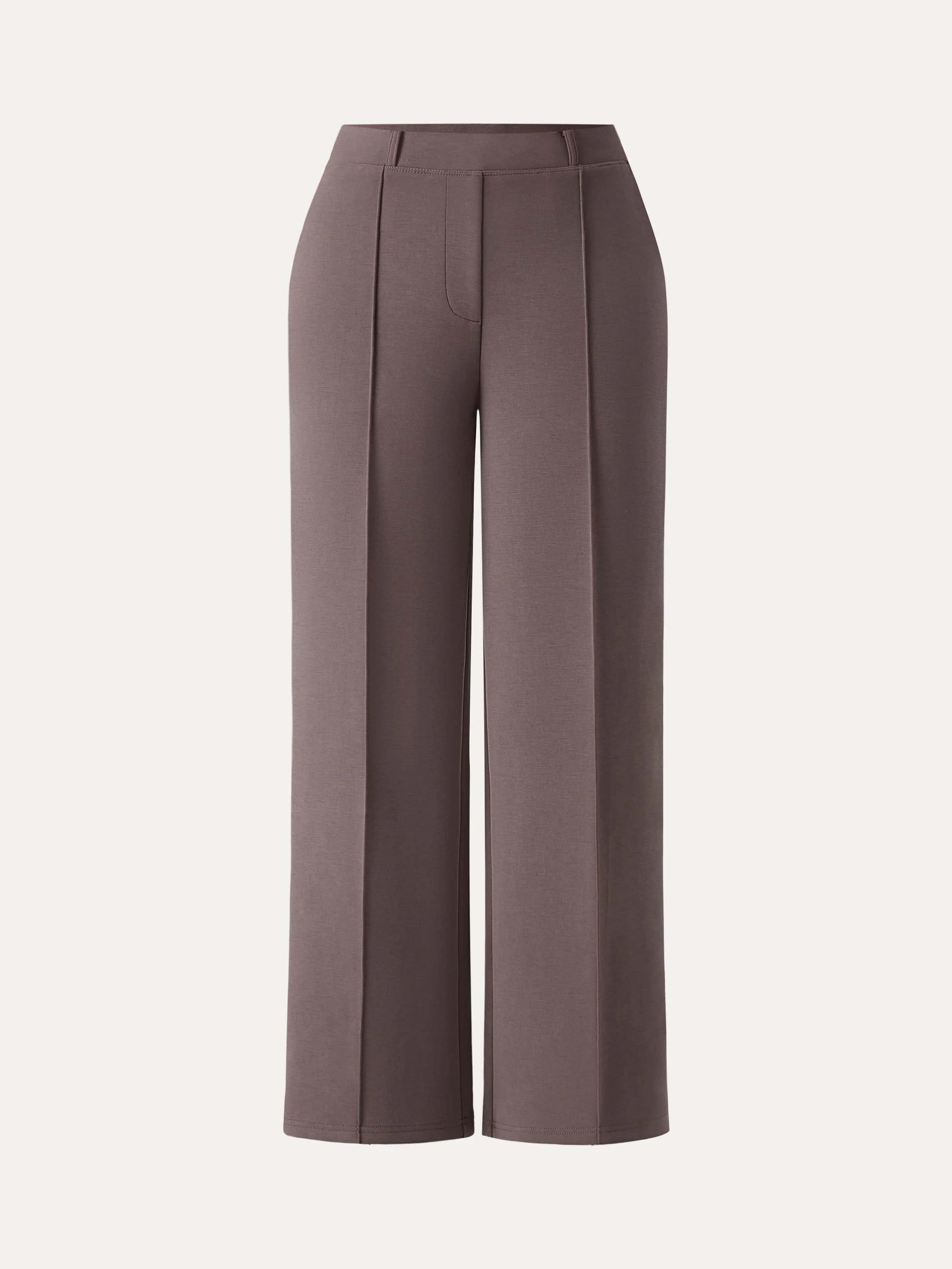 Wrinkle-Resistant Mid Rise Straight Leg Pants with Pockets