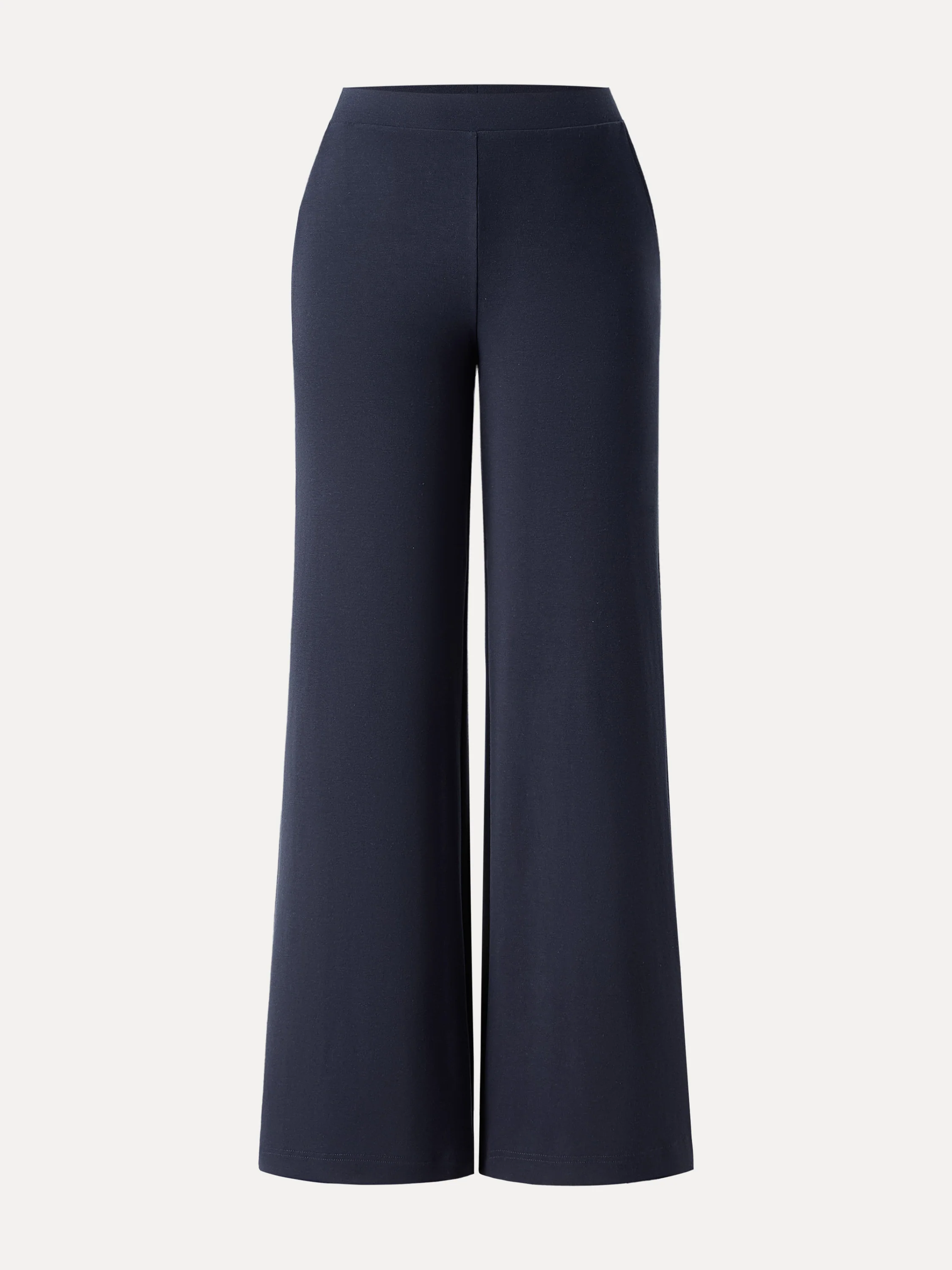 Lyocell Wool Mid Rise Wide Leg Pull-on Pants with Pockets