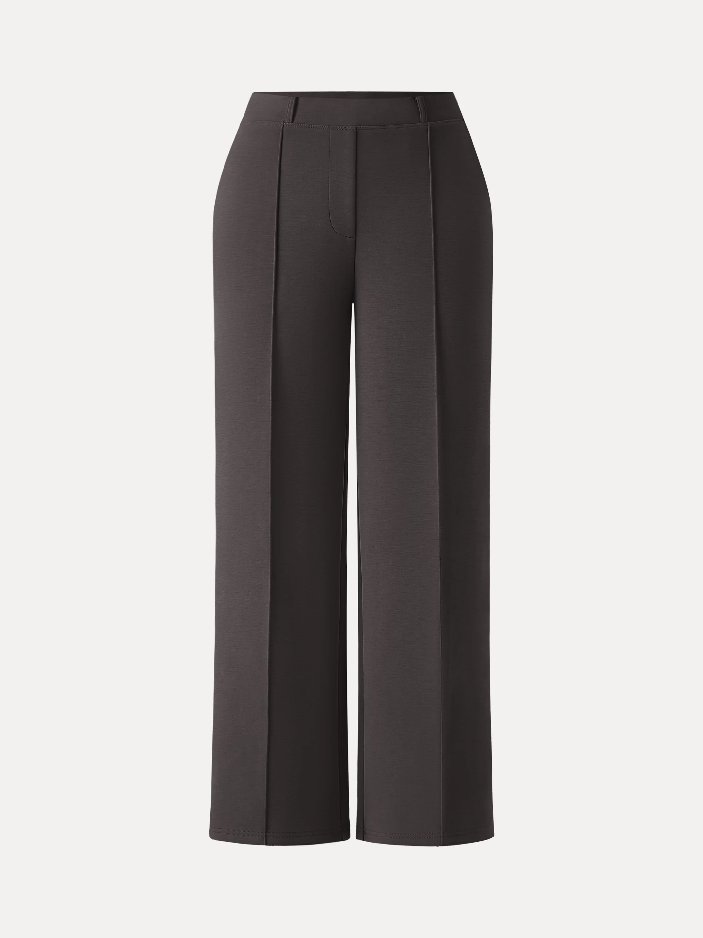 Wrinkle-Resistant Mid Rise Straight Leg Pants with Pockets
