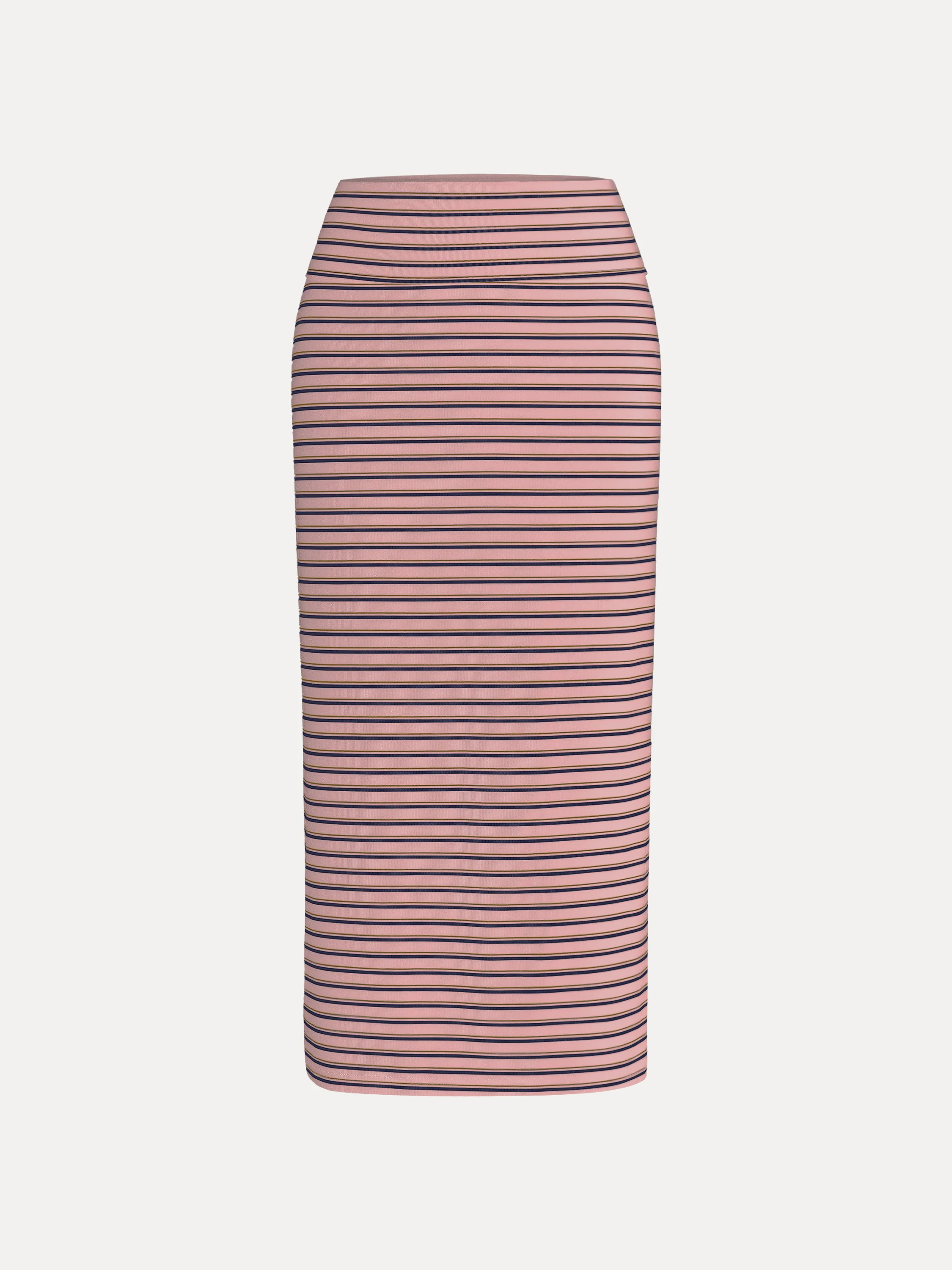 Low Rise Folded Waist Striped Mid-length Skirt