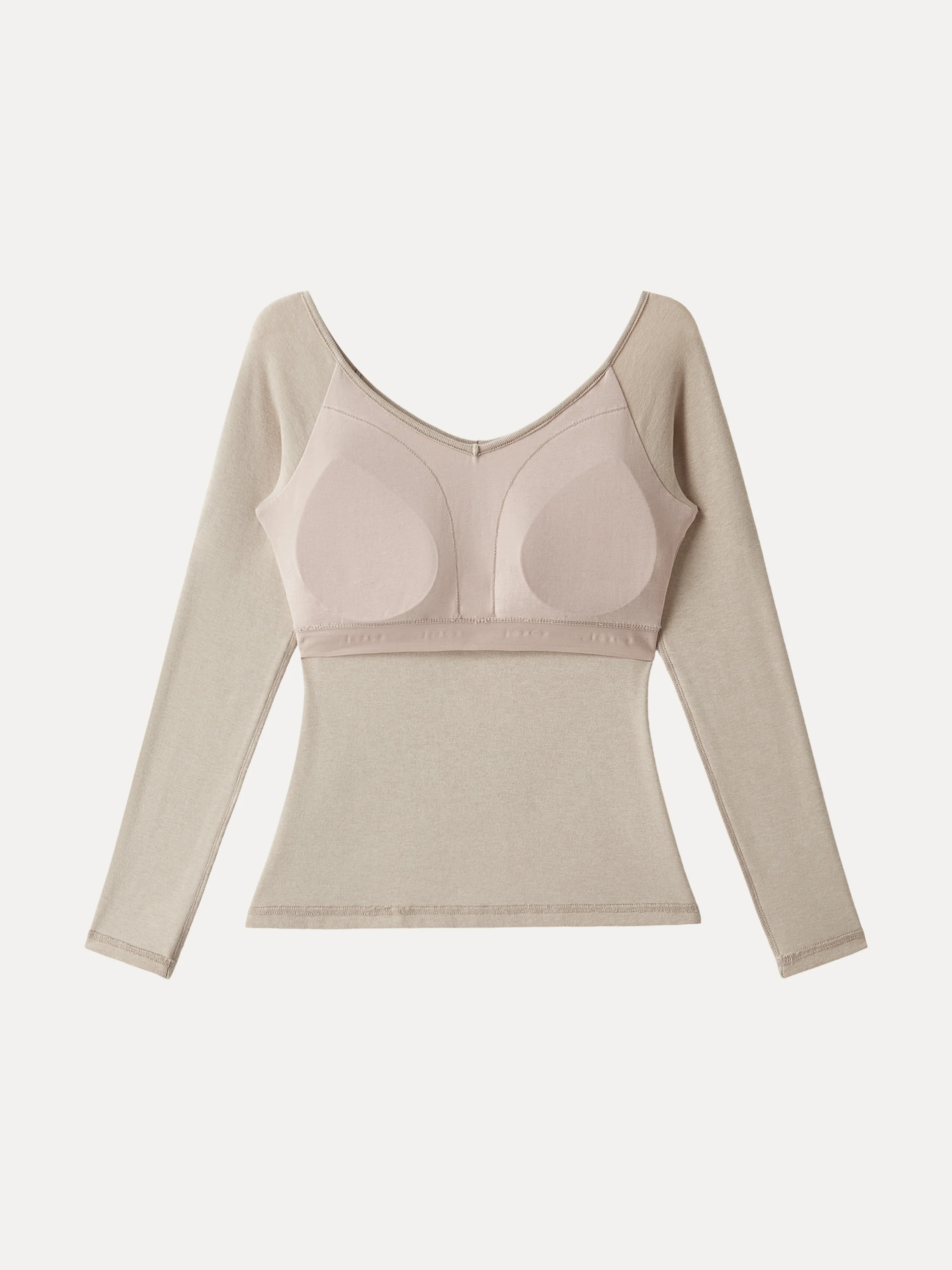 Stretch Cotton V-Neck Long Sleeve Brami Top