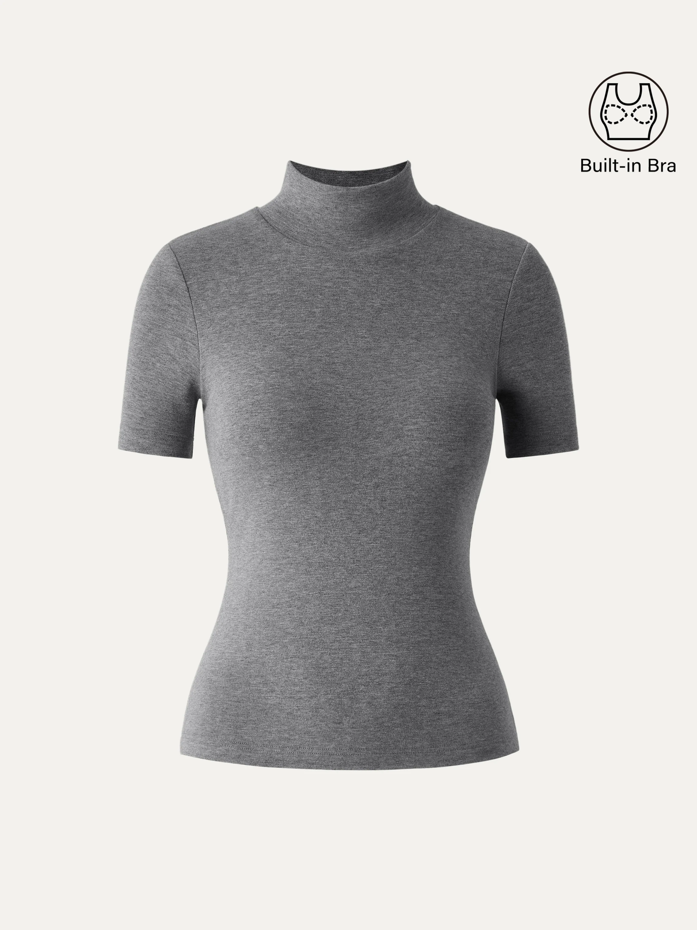 Soft Thermal Mockneck Short Sleeve Brami Top