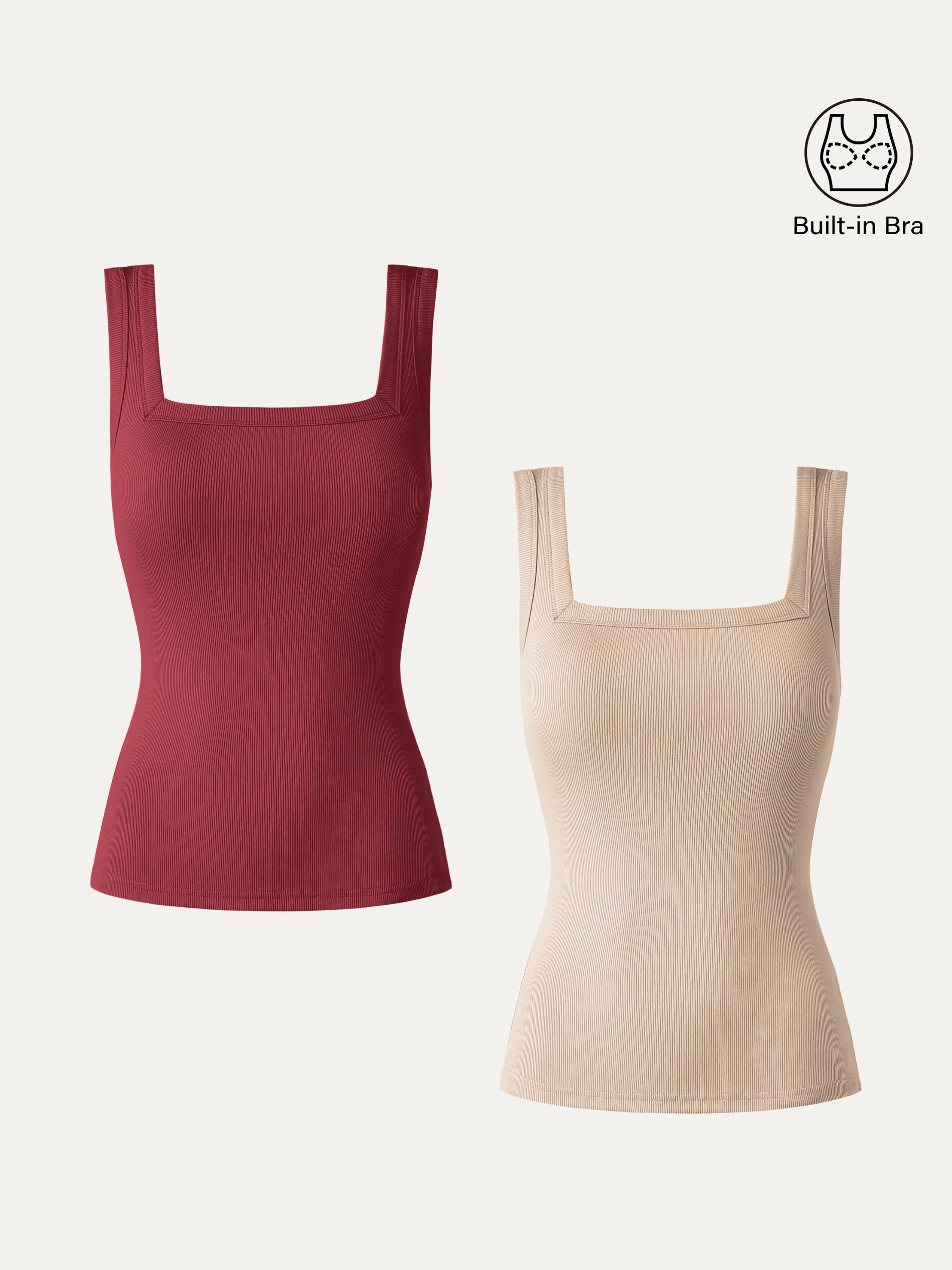 2-Piece Set Regular Slinky Square Open-Back Tank Top