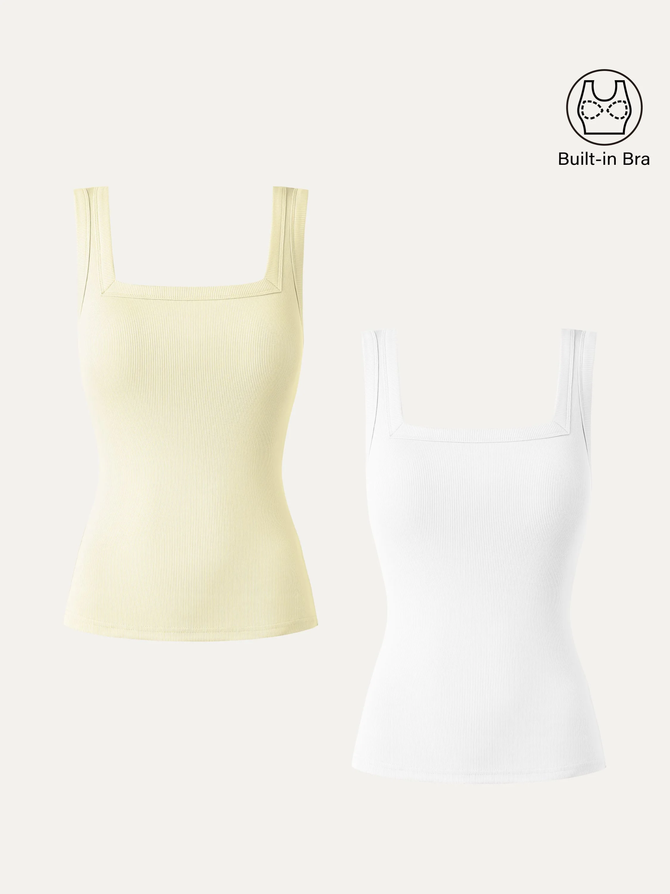 2-Piece Set Regular Slinky Square Open-Back Tank Top