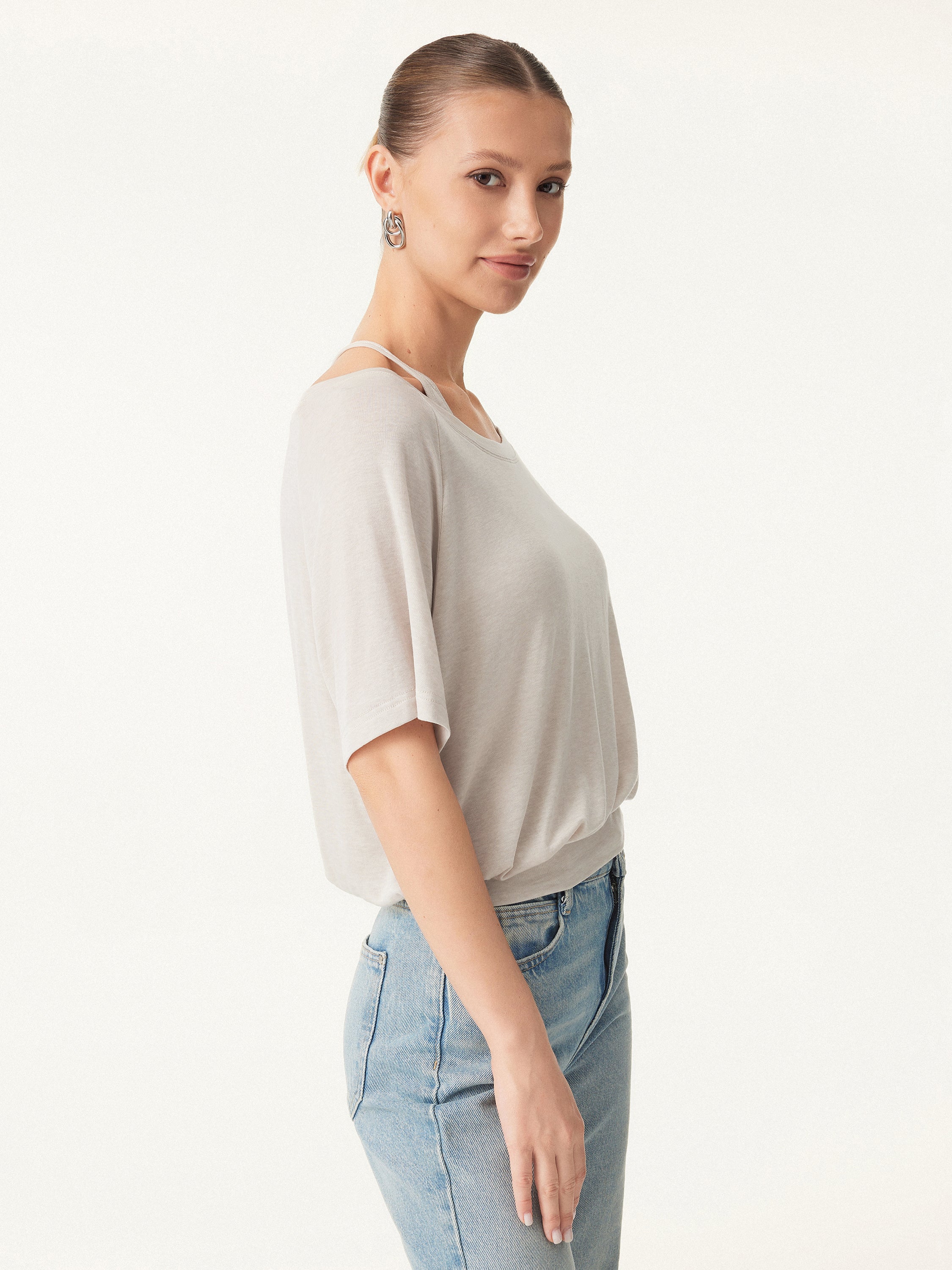 Lyocell Wool Boatneck 2-in-1 Brami Top