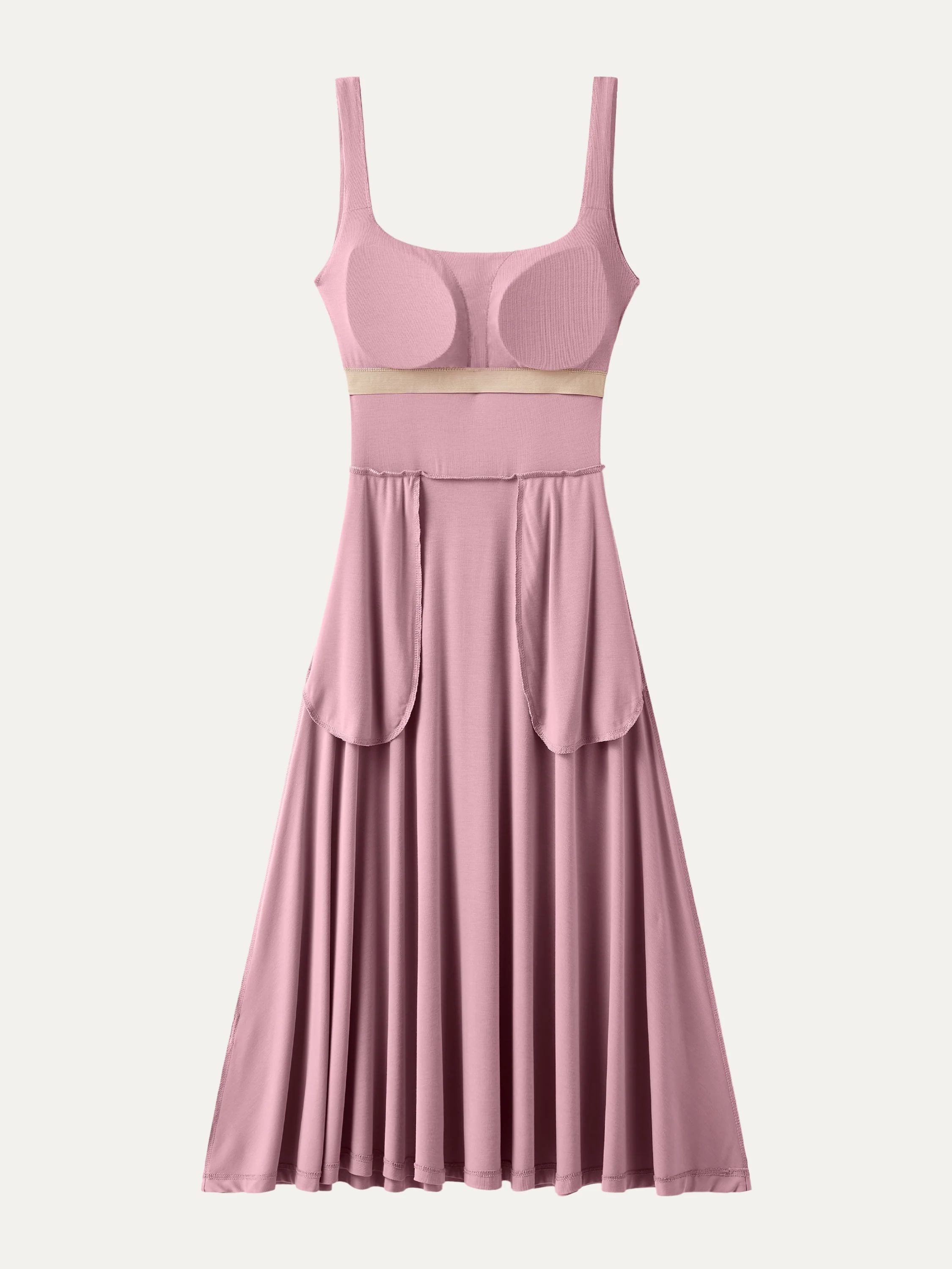 Square Neck Flowy New Airy Brami Midi Dress