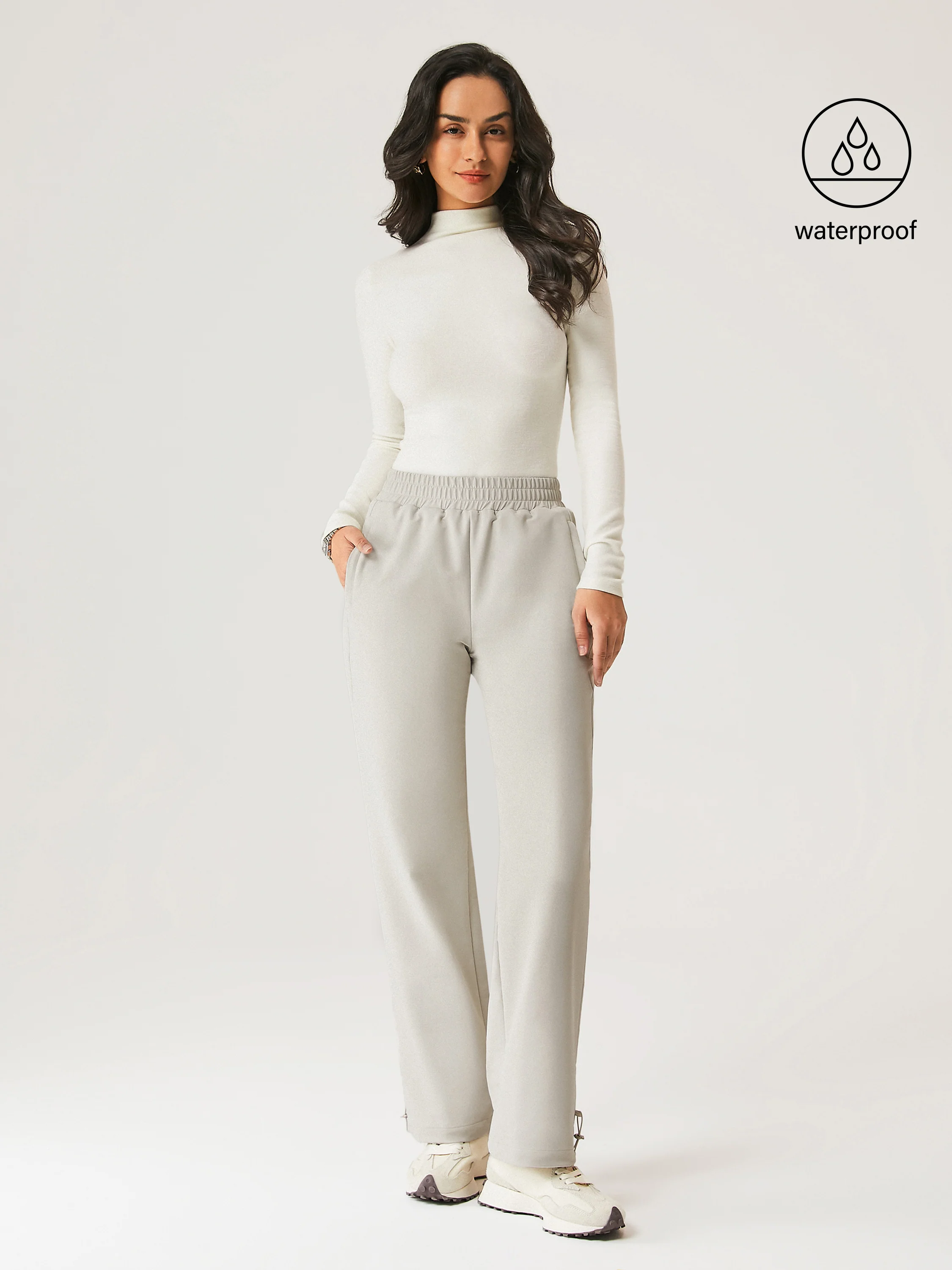 Waterproof Fleece-Lined Elastic Waist Trousers