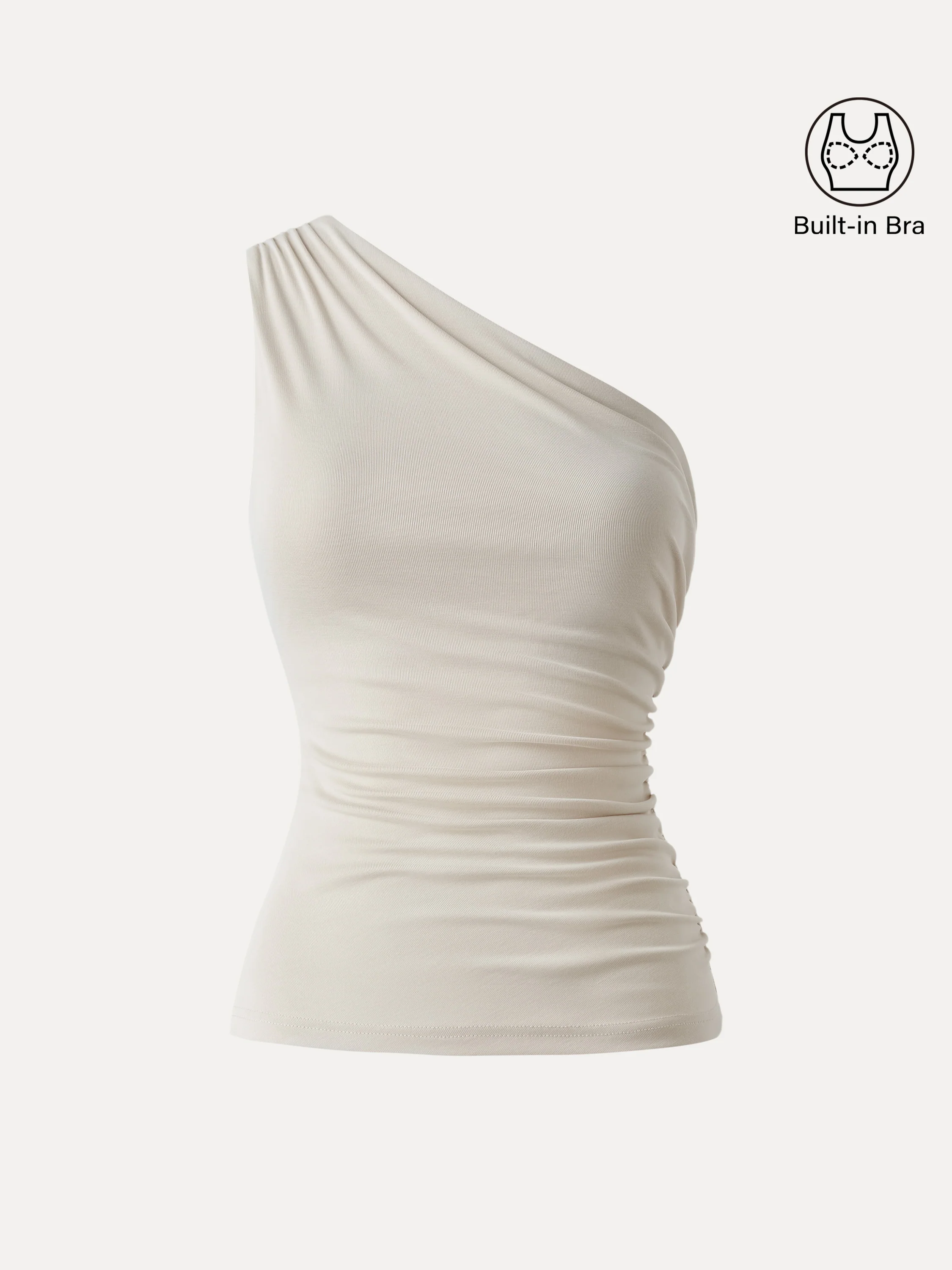 Sandwashed One-Shoulder Ruched Bra
