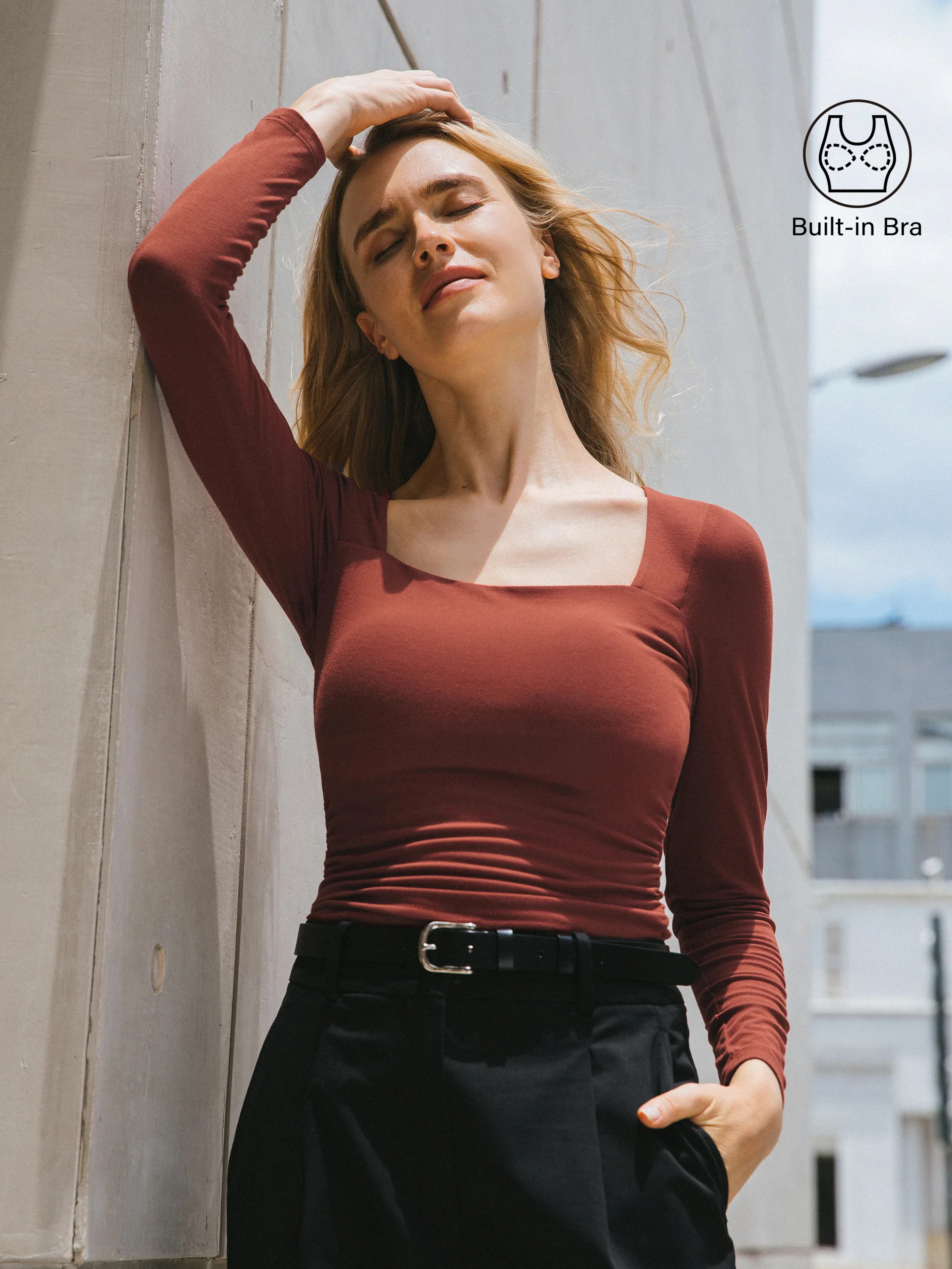 Square Neck Ruched Bra Top