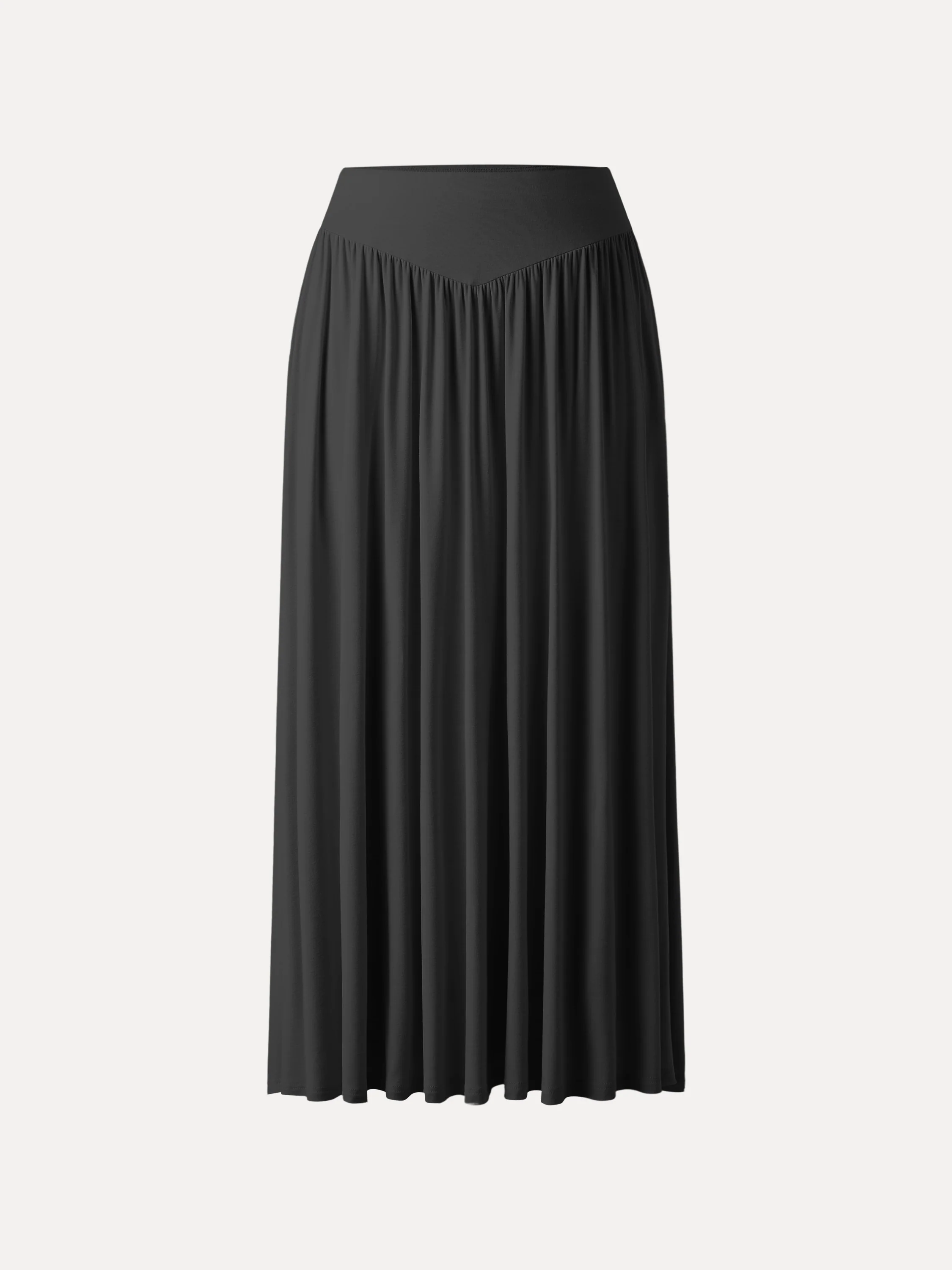 Ultrasoft V-shape Waist Gathred Maxi Circle Skirt with Pockets