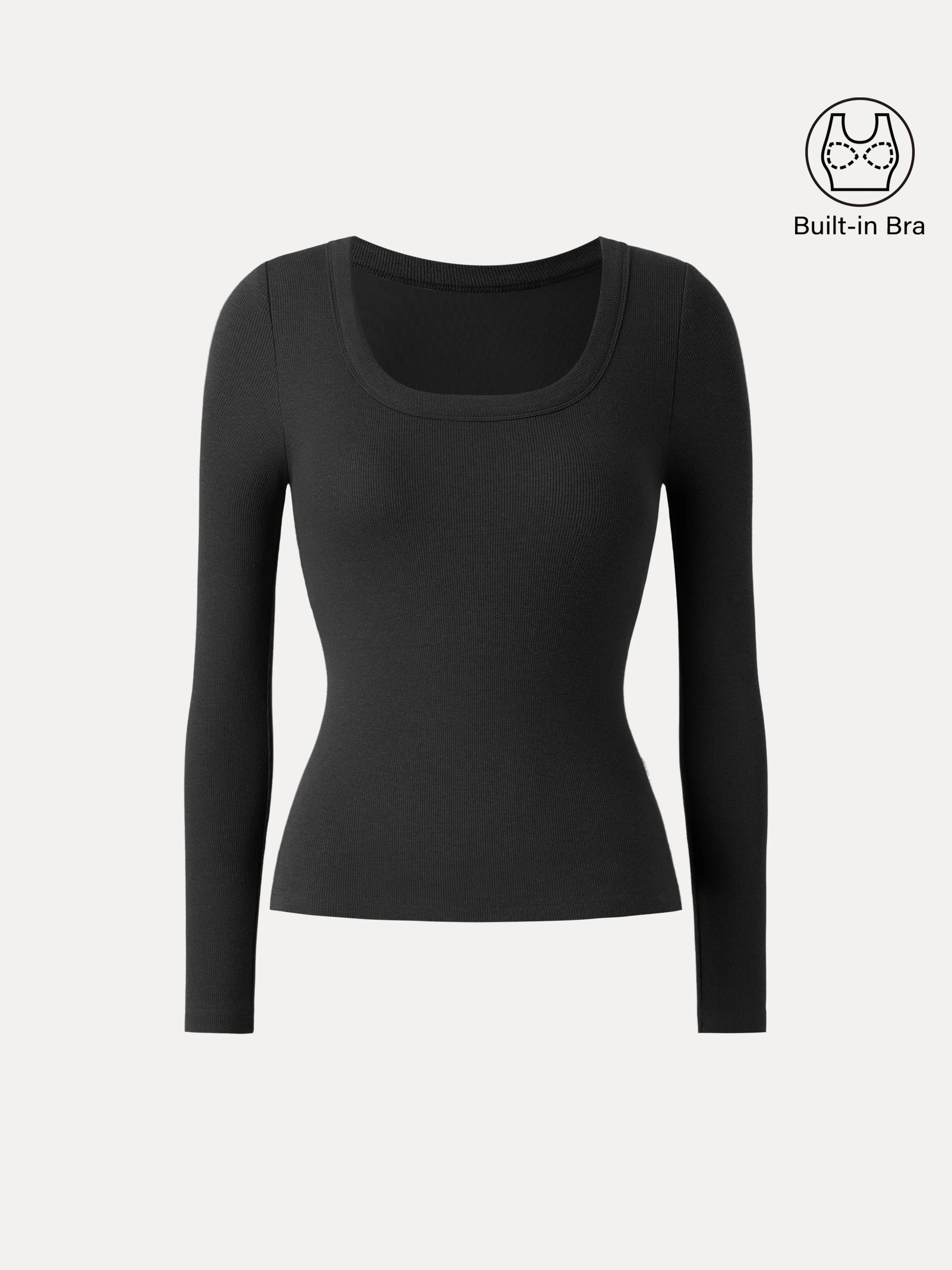 Essential Round Neck Ribbed Long Sleeve Brami