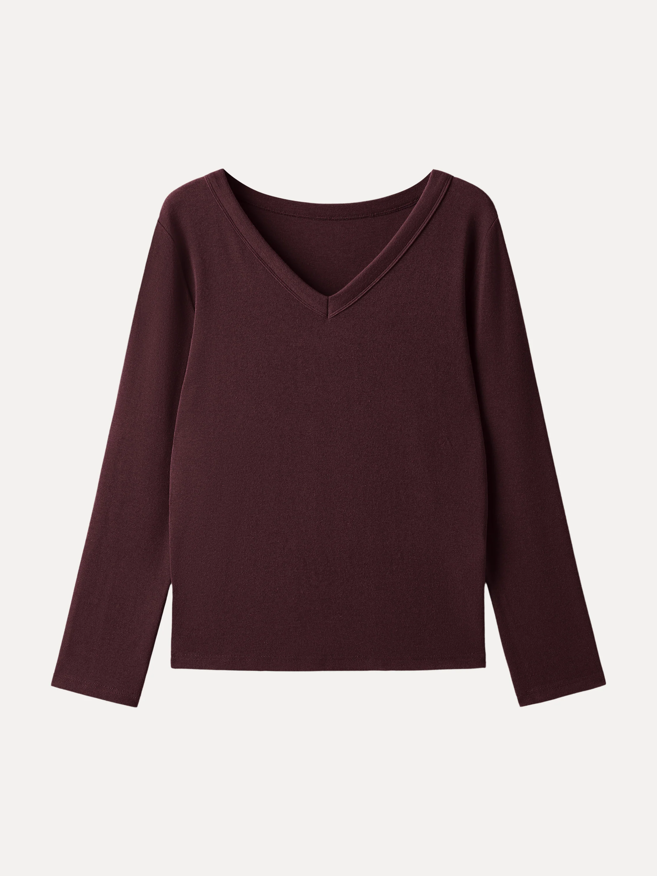 V neck Long Sleeve Top with Close fit Hem