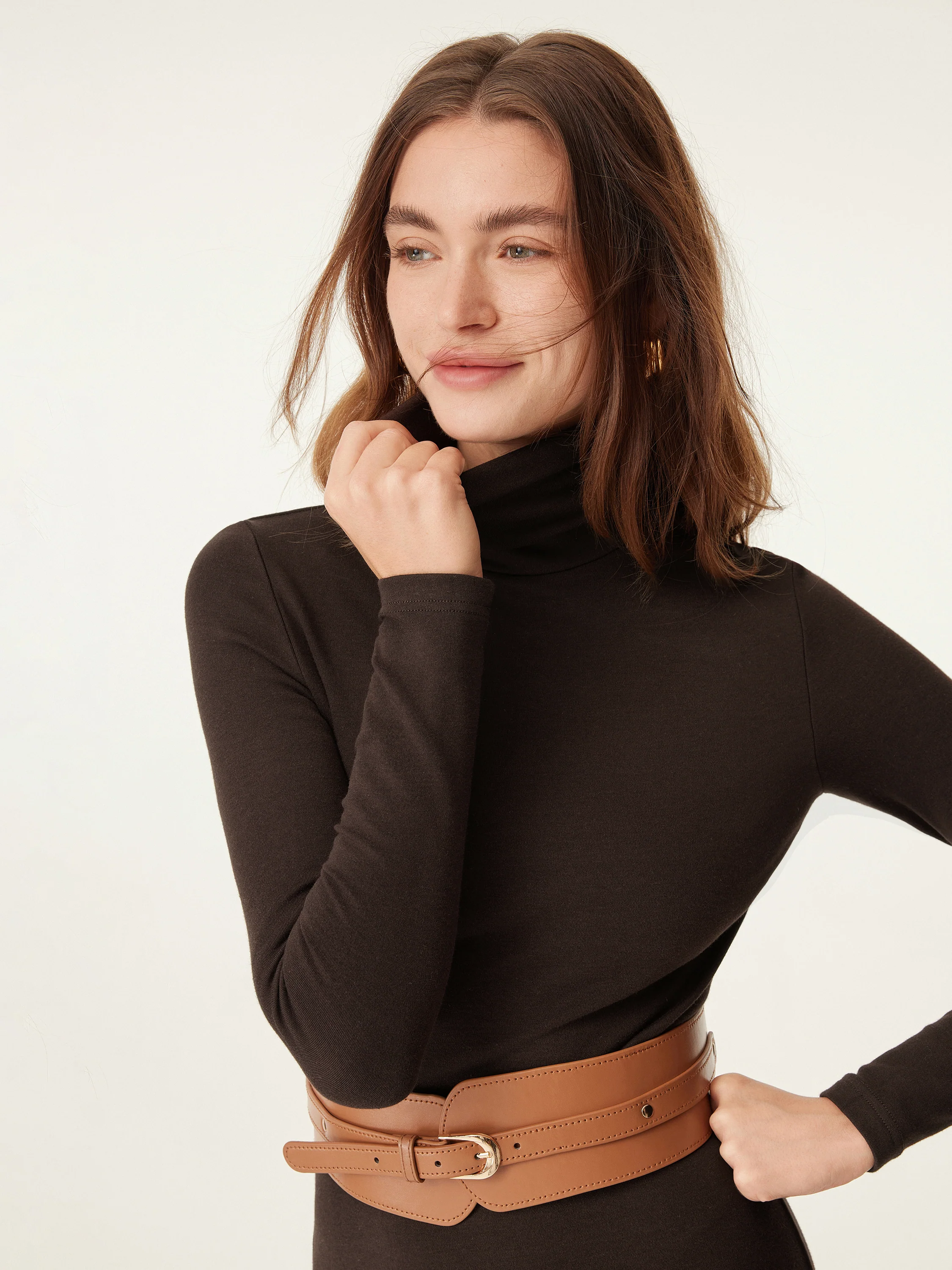 Heated Turtleneck Midi Dress