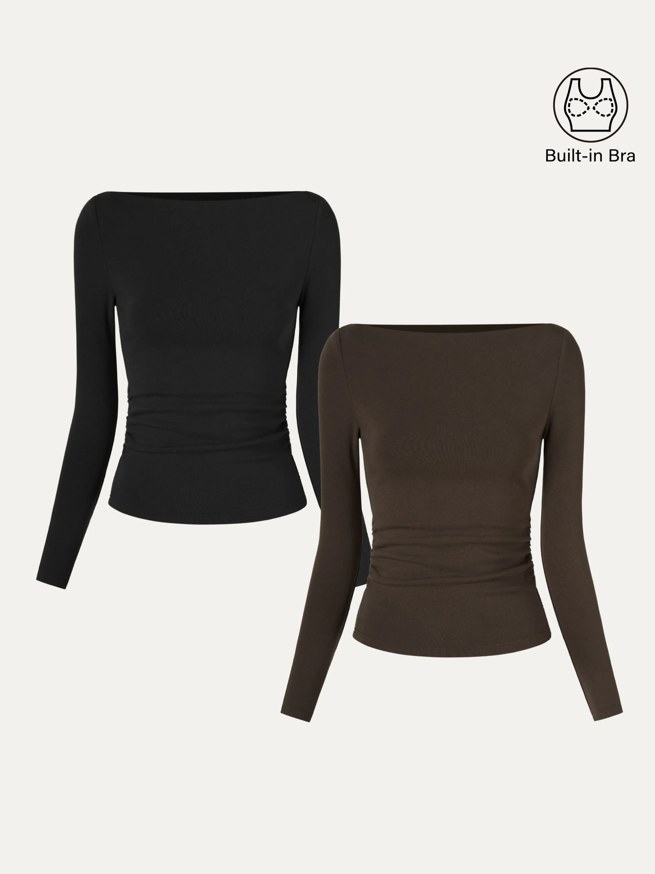 Contemporary Side-Ruched Boatneck Bra Top