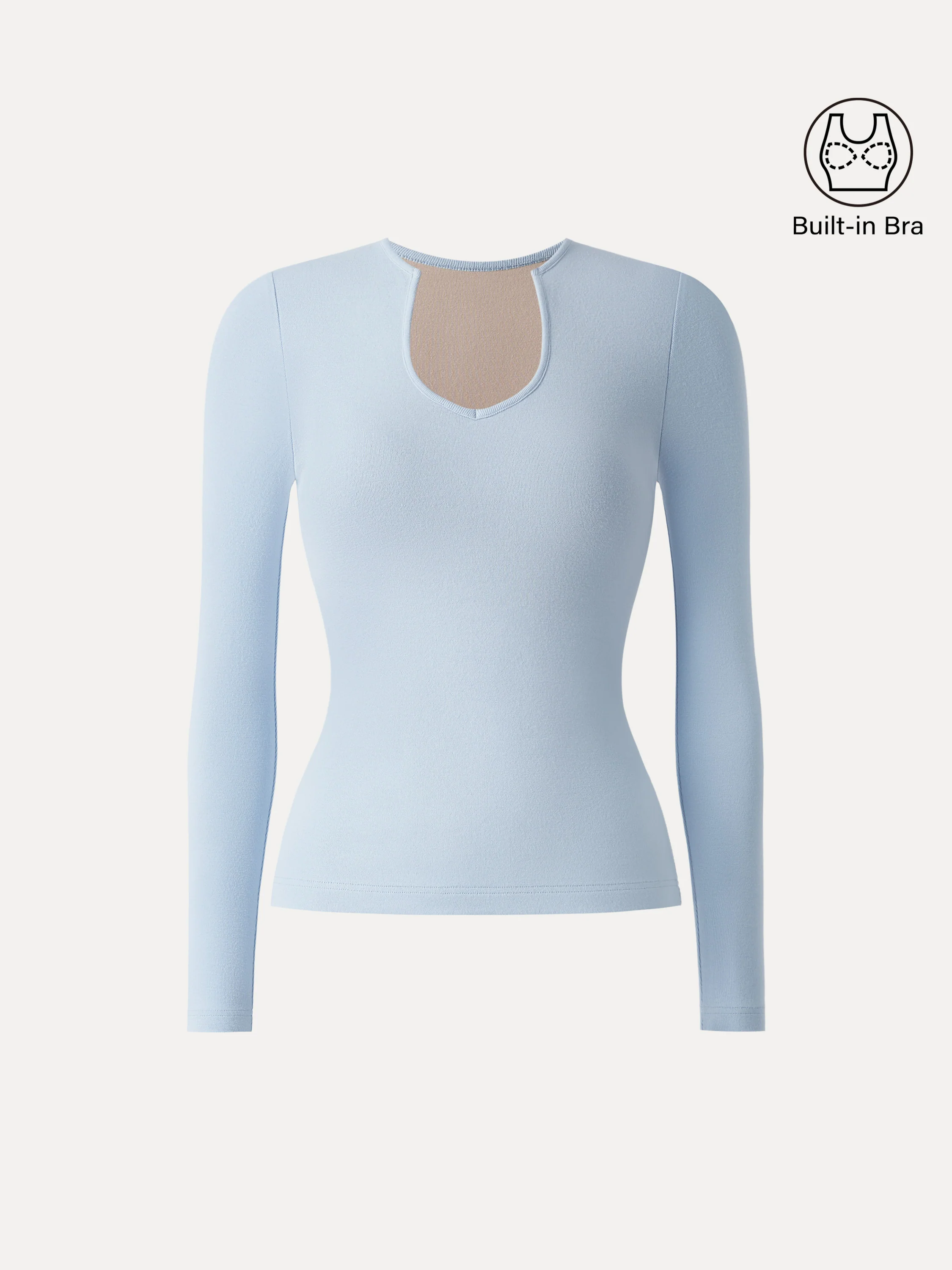 Light Warm Curved V-Neck Long Sleeve Brami Top