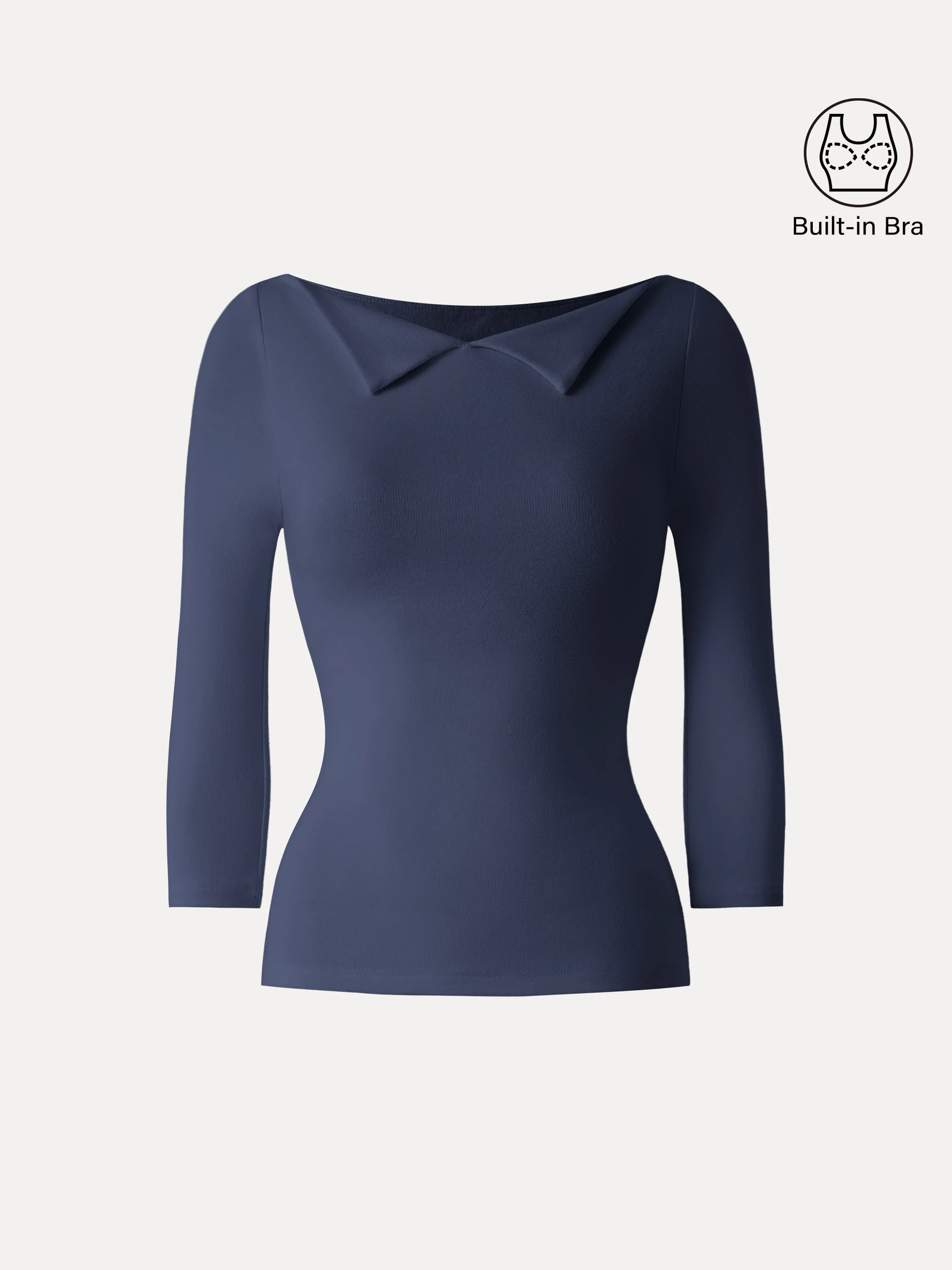 Warm Light Flapped Boatneck Three - Quarter Sleeve Brami