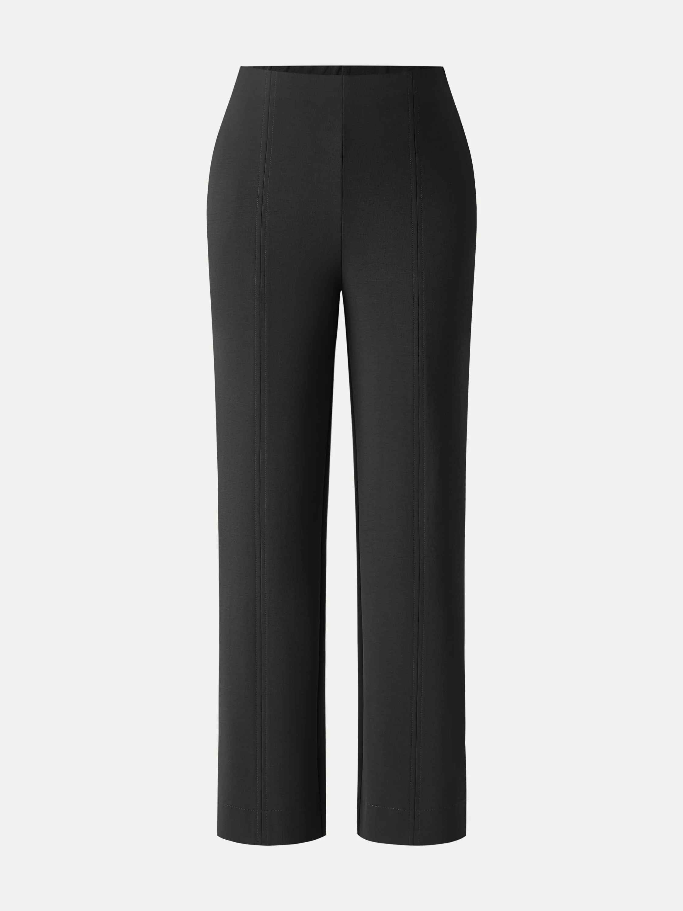 Sandwashed Mid-Rise Slim Straight Pull-On Trousers with Pockets