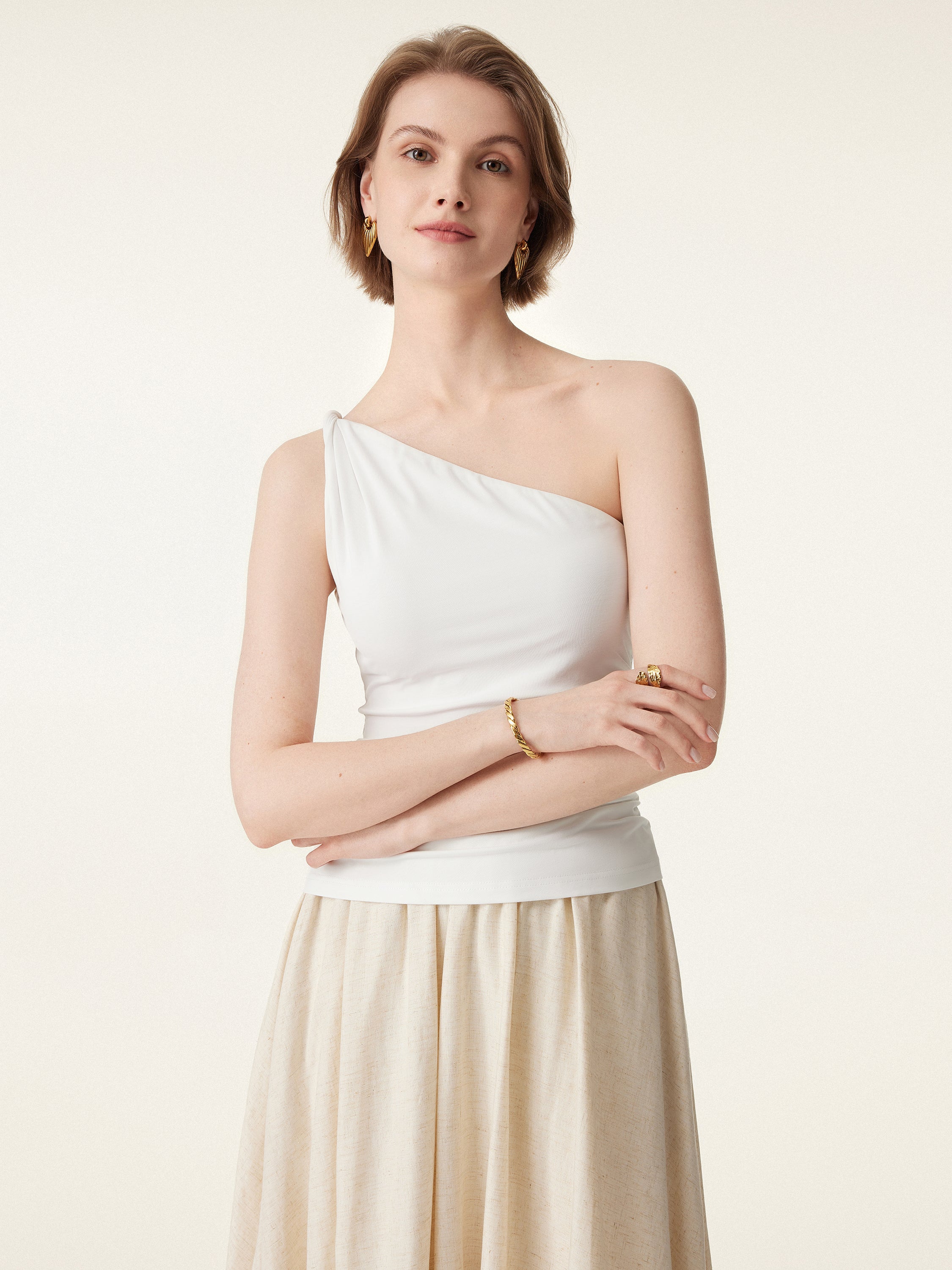 One Shoulder Twisted Sports Tank