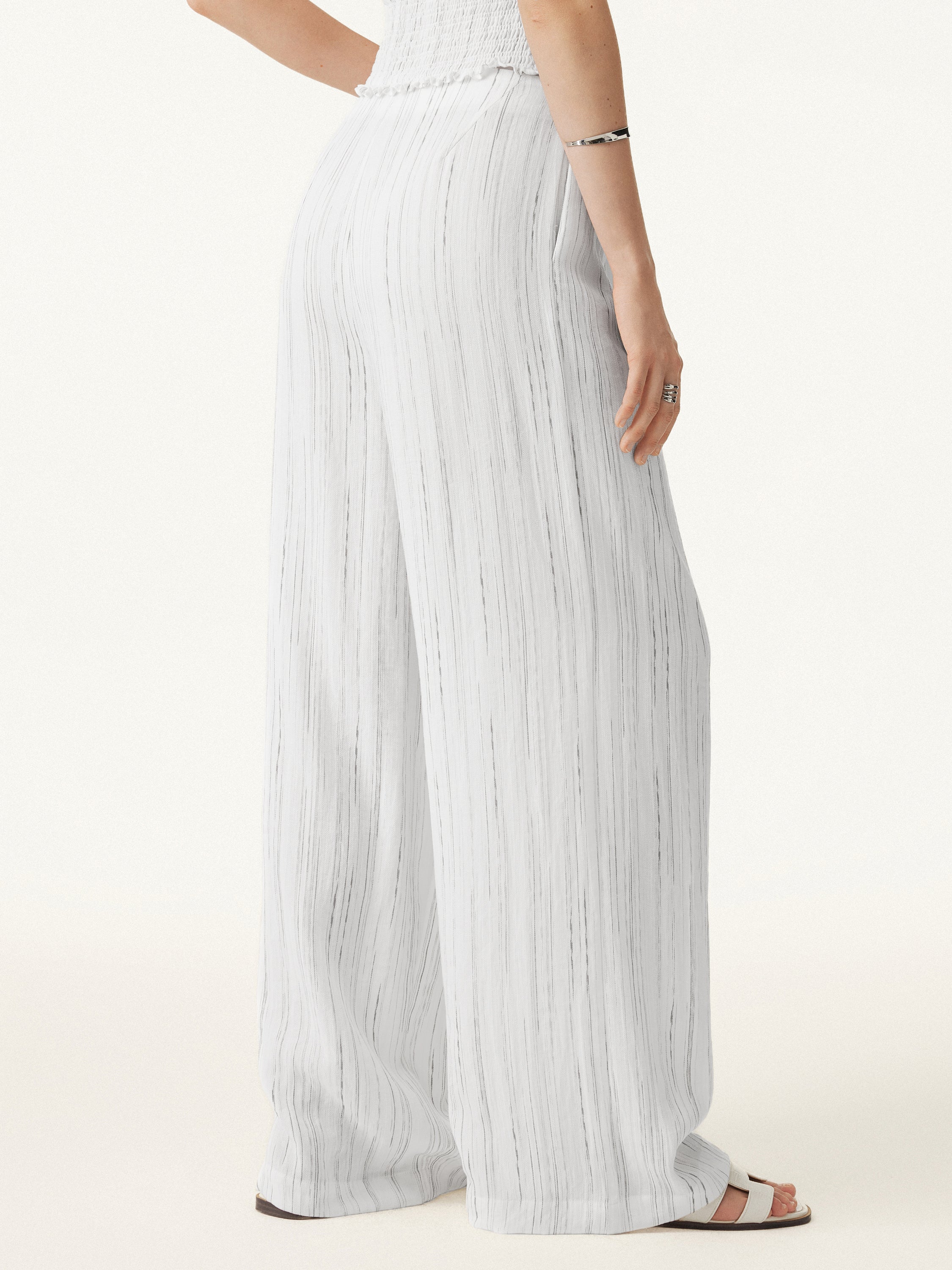 Classic Summer Striped Wide-Leg Pants with Pockets