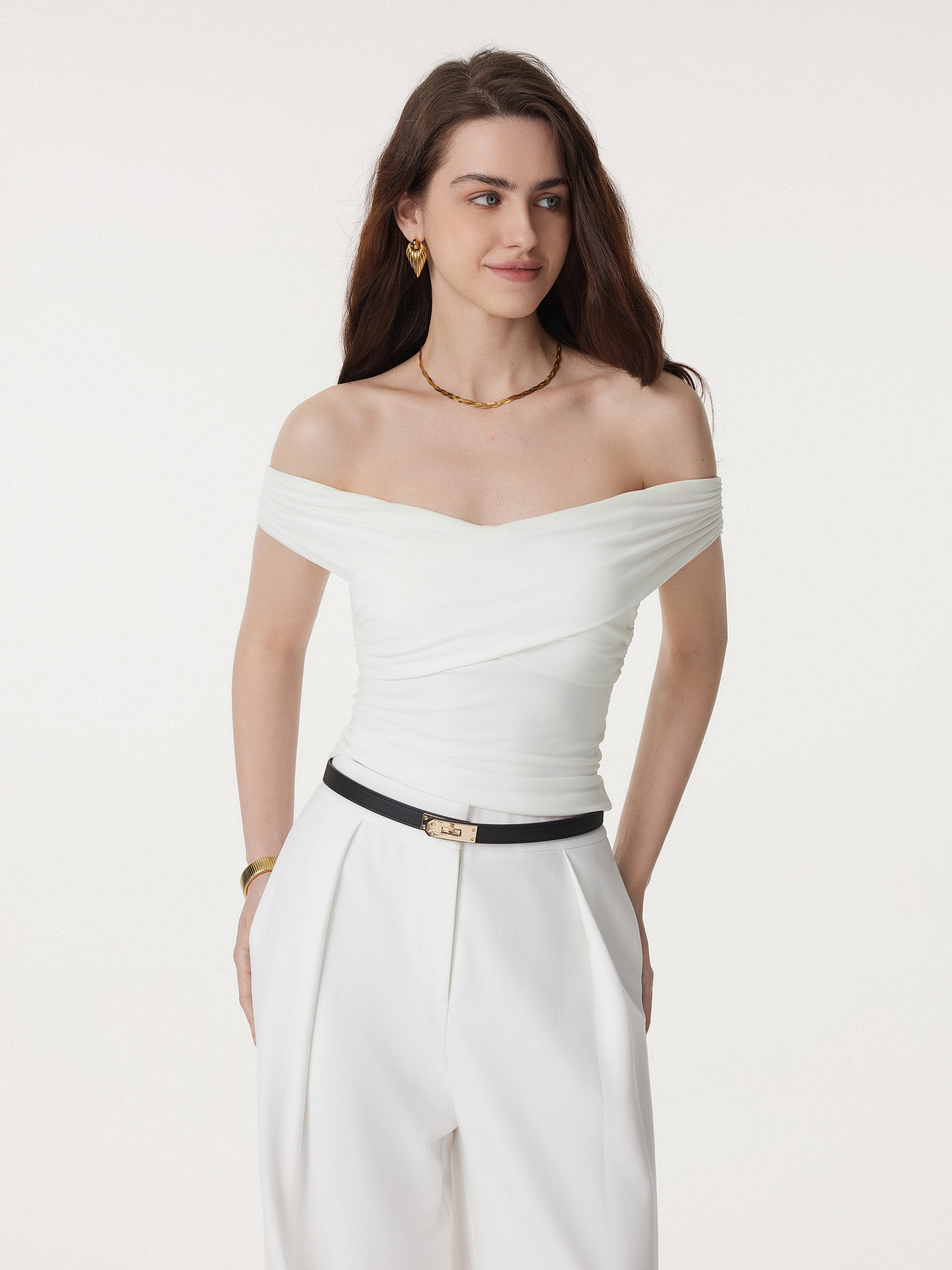 Criss Cross Off Shoulder New Airy Brami Top