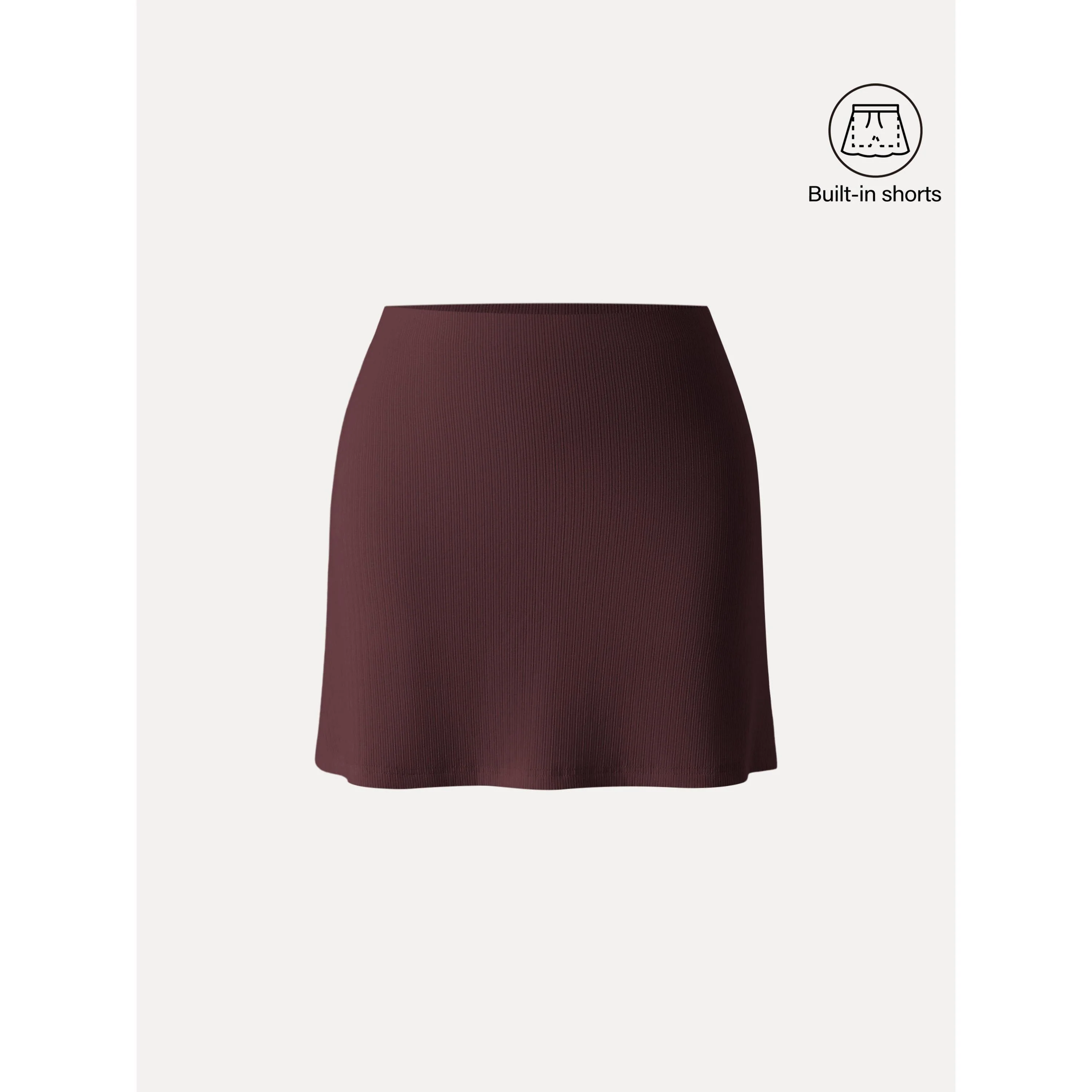Stretch Cotton Pointelle A-line Mini Skirt with Built-in Shorts