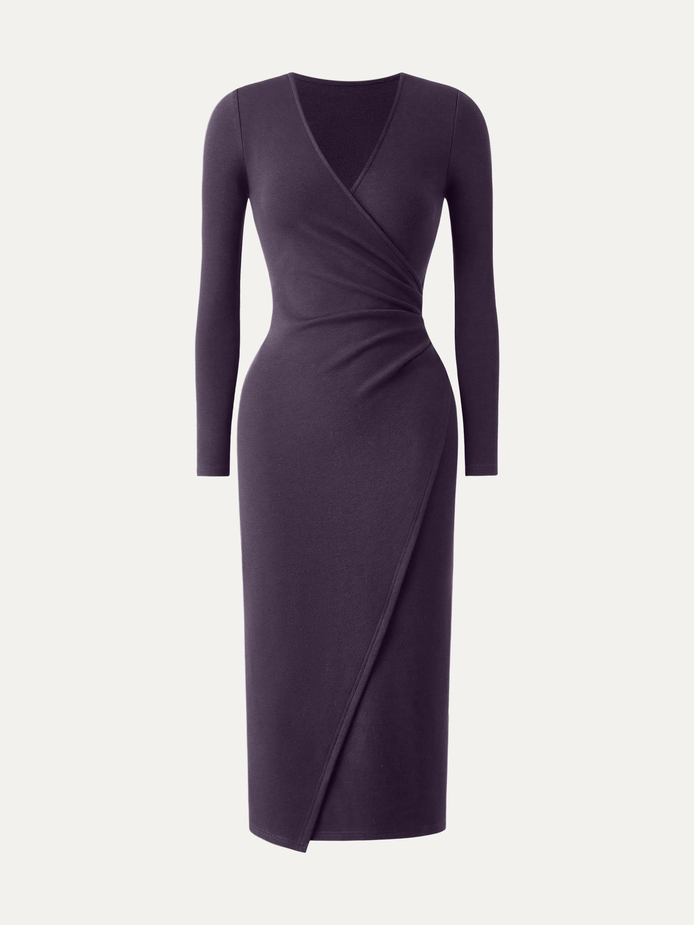 Surplice Wrap Long-Sleeved Dress