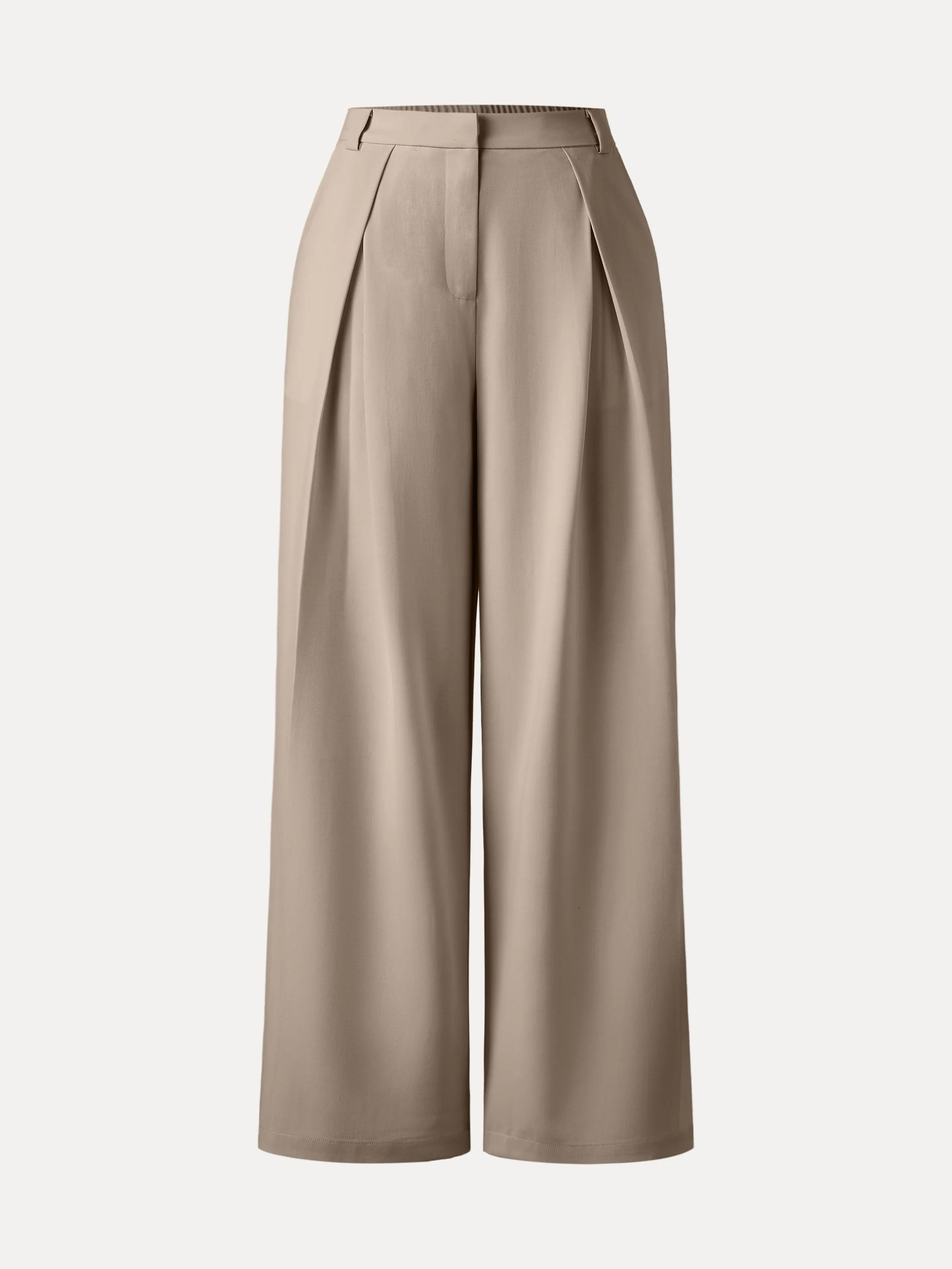 Tencel-Linen Pants Wrinkle-Free Tucked Wide Leg Trouser