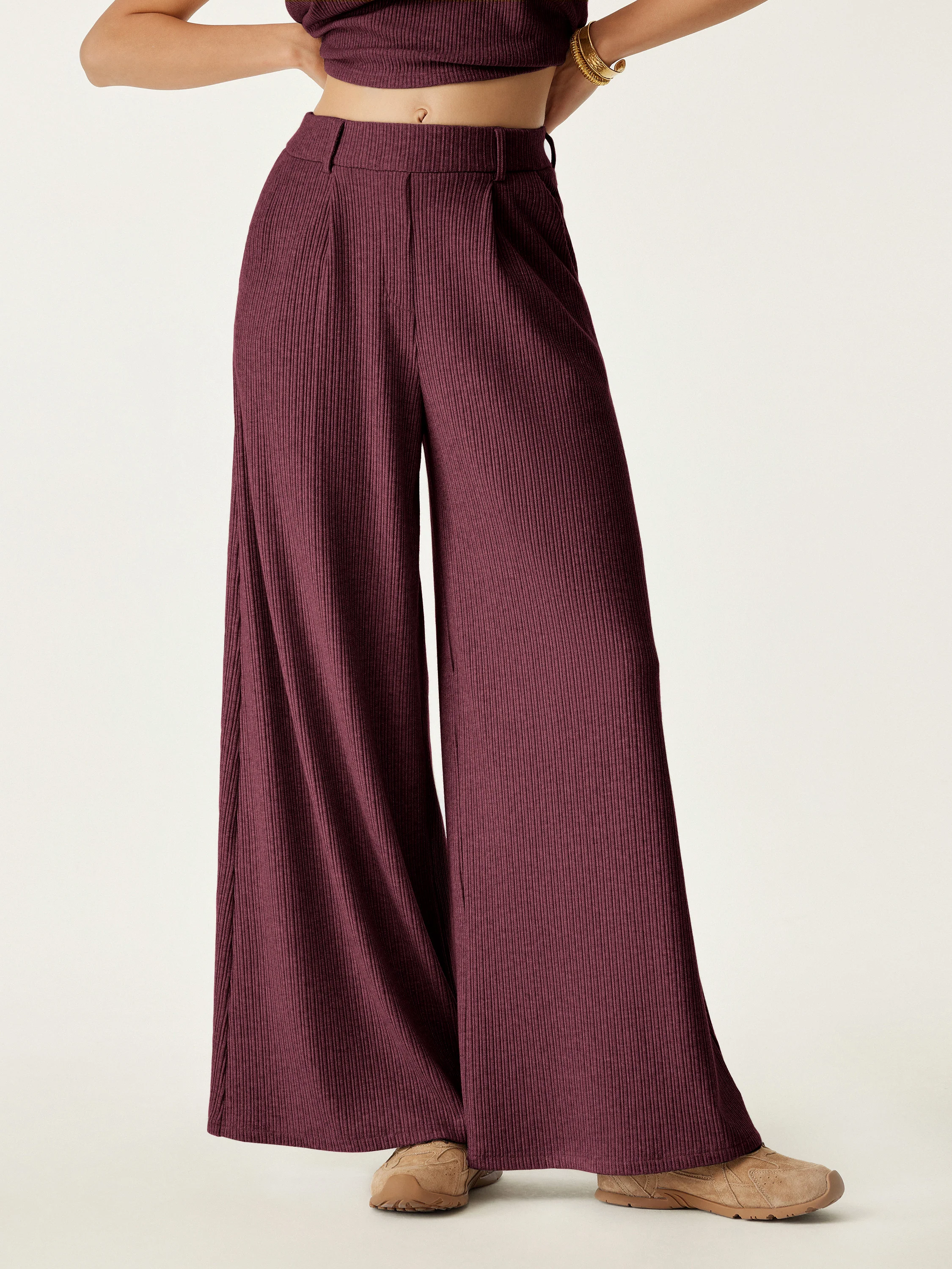 High-Waisted Pleated Wide-Leg Pants