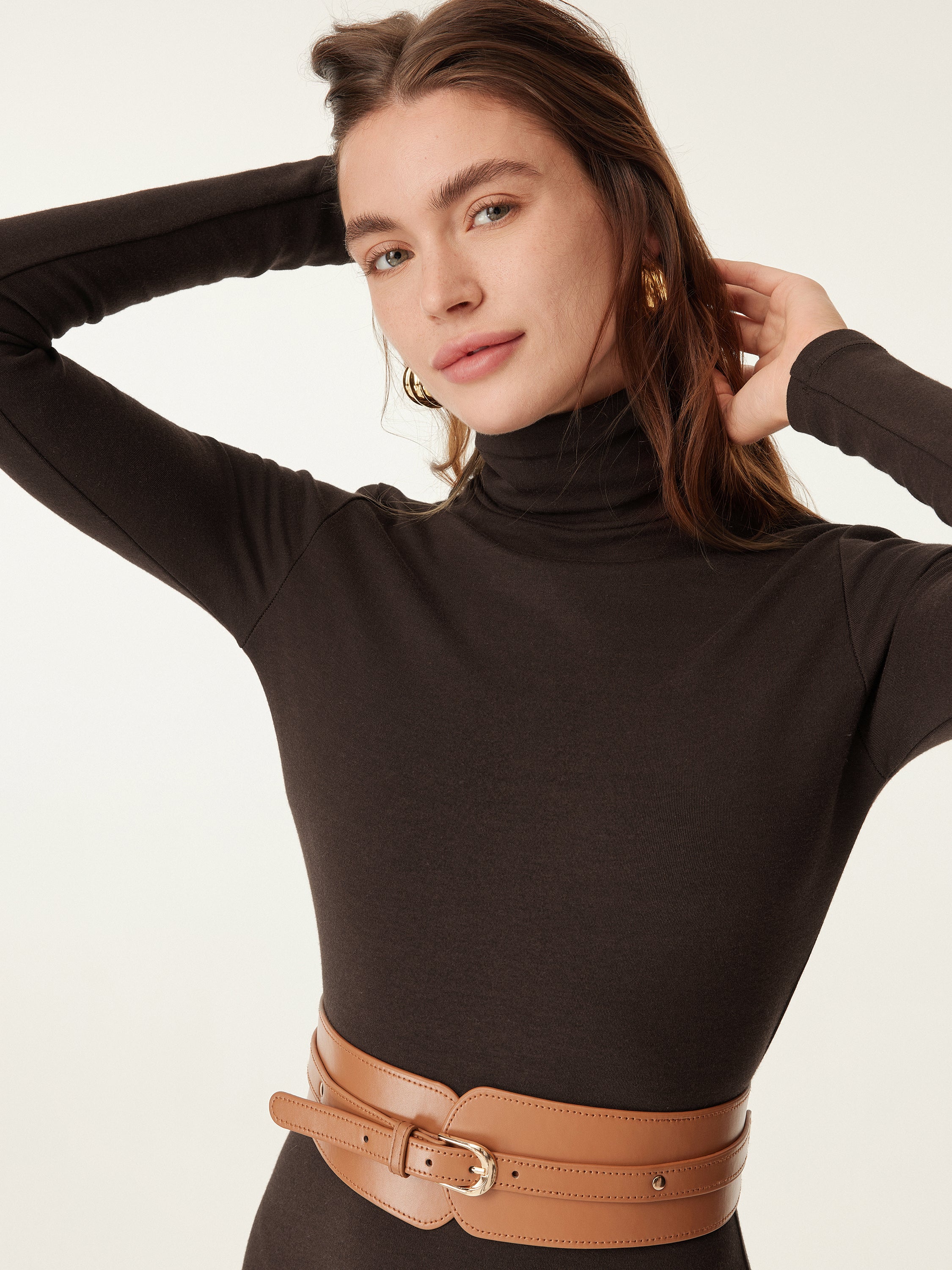 Heated Turtleneck Midi Dress