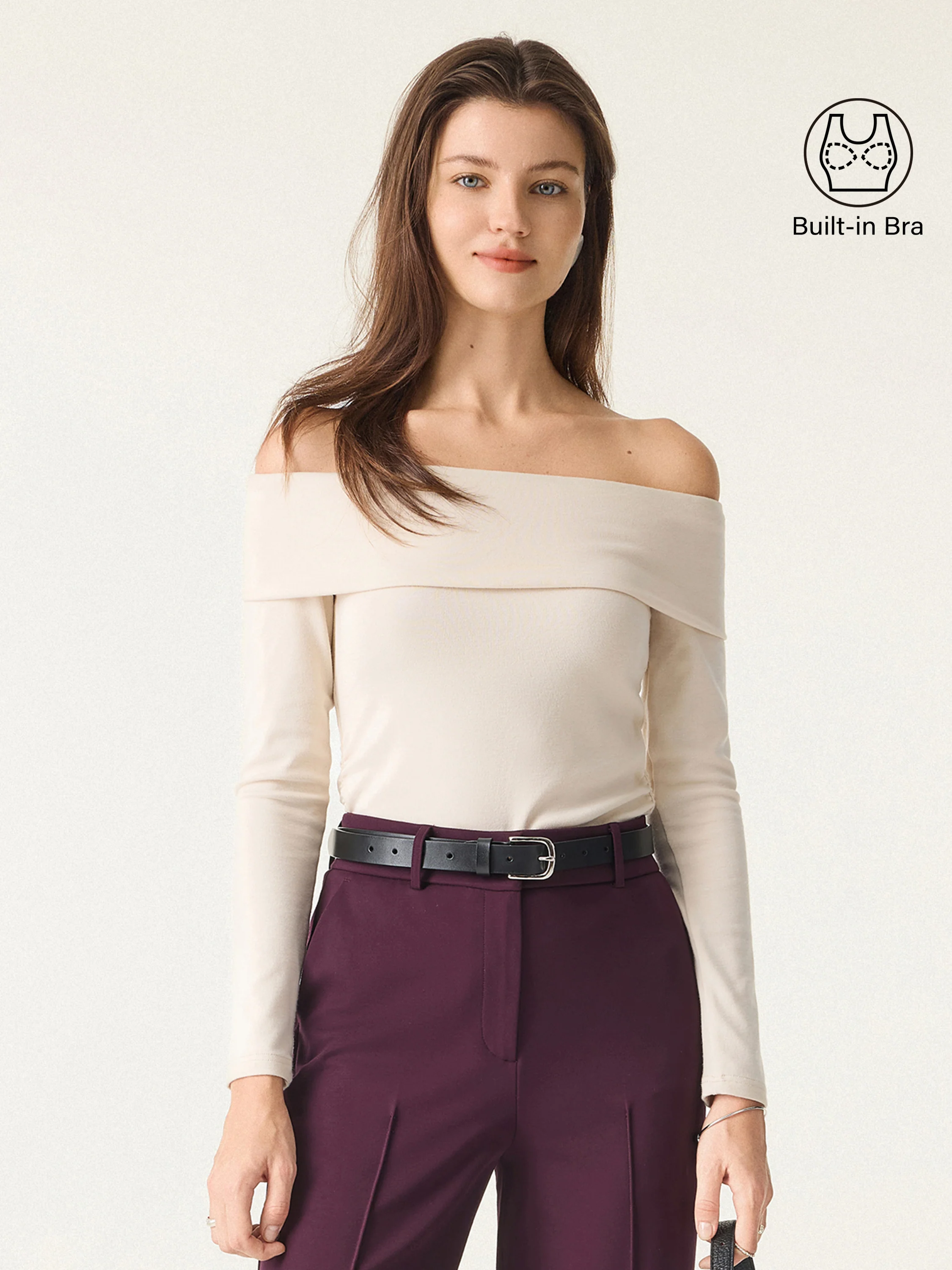 Off-the-Shoulder Long-Sleeve Side-Ruched Crop Top