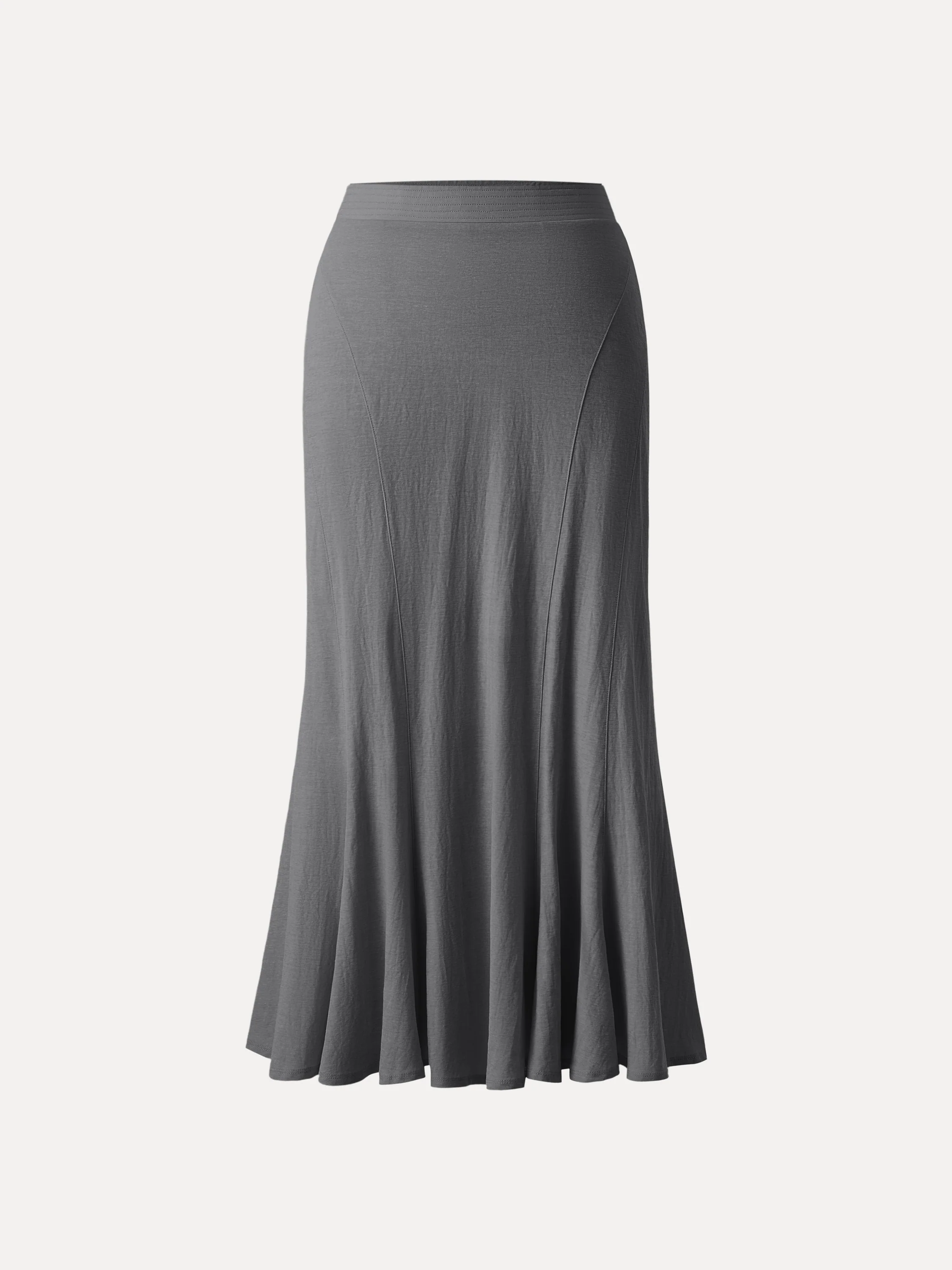 Wrinkle-resistant Cotton Linen Pull-on Midi Skirt