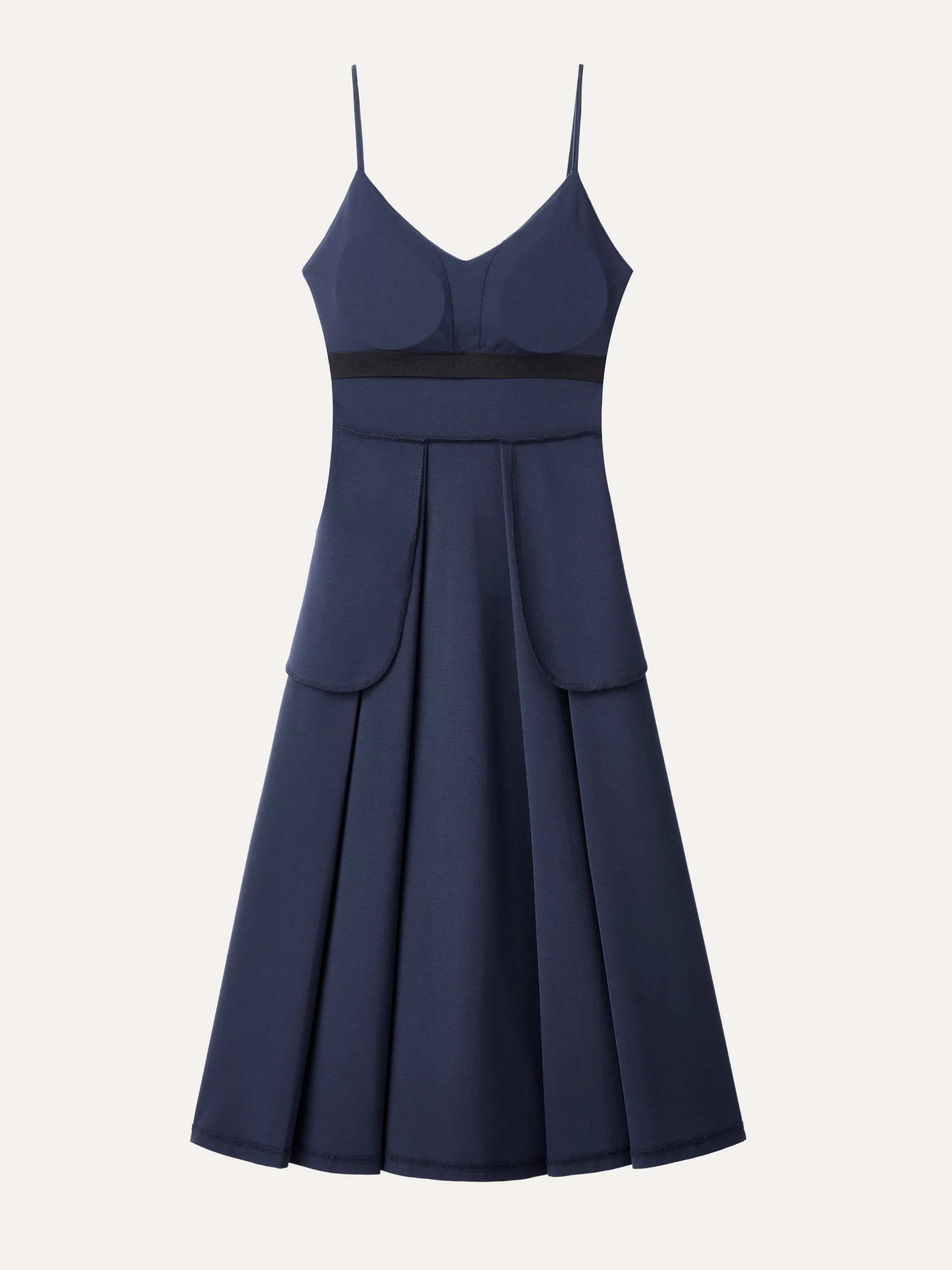 Bamboo Ponte V-neck Fit-and-flare Midi Sundress with Pockets