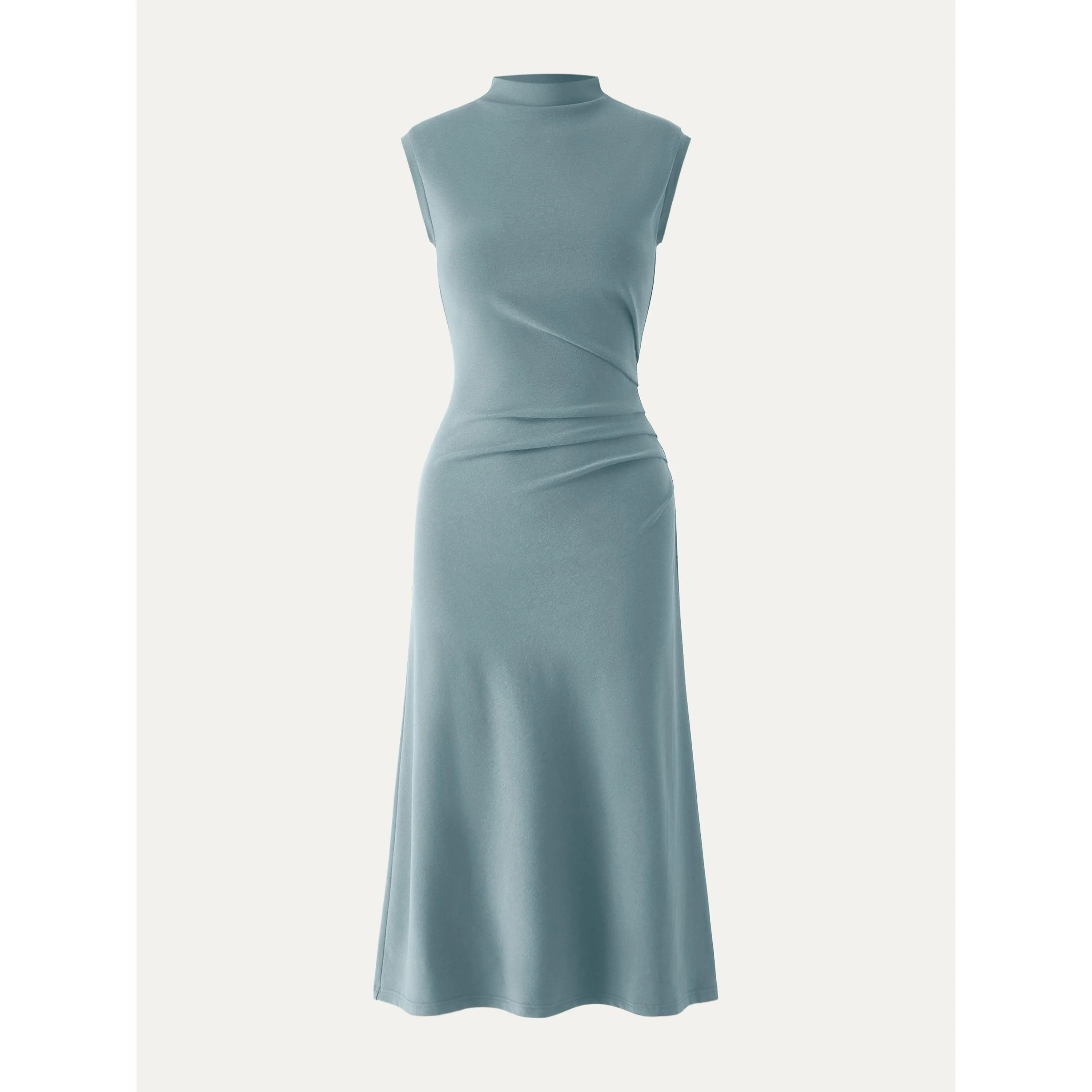 Mock Neck Tucked Midi Dress