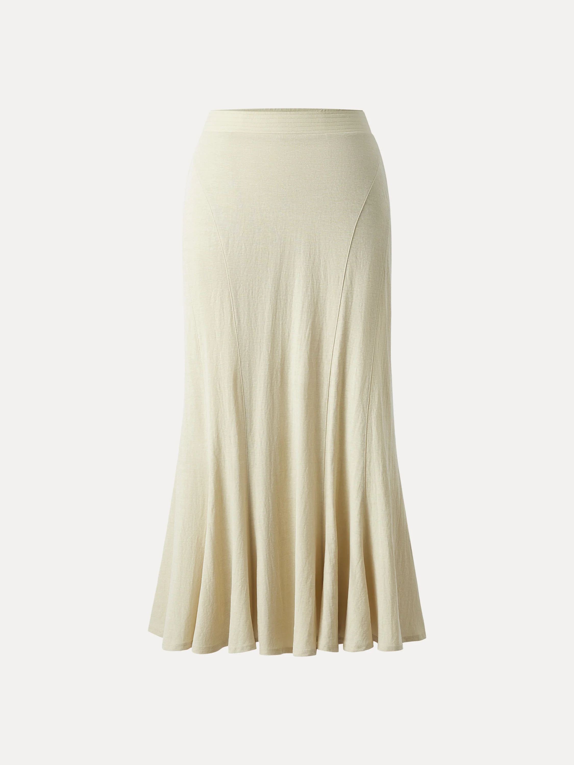 Wrinkle-resistant Cotton Linen Pull-on Midi Skirt