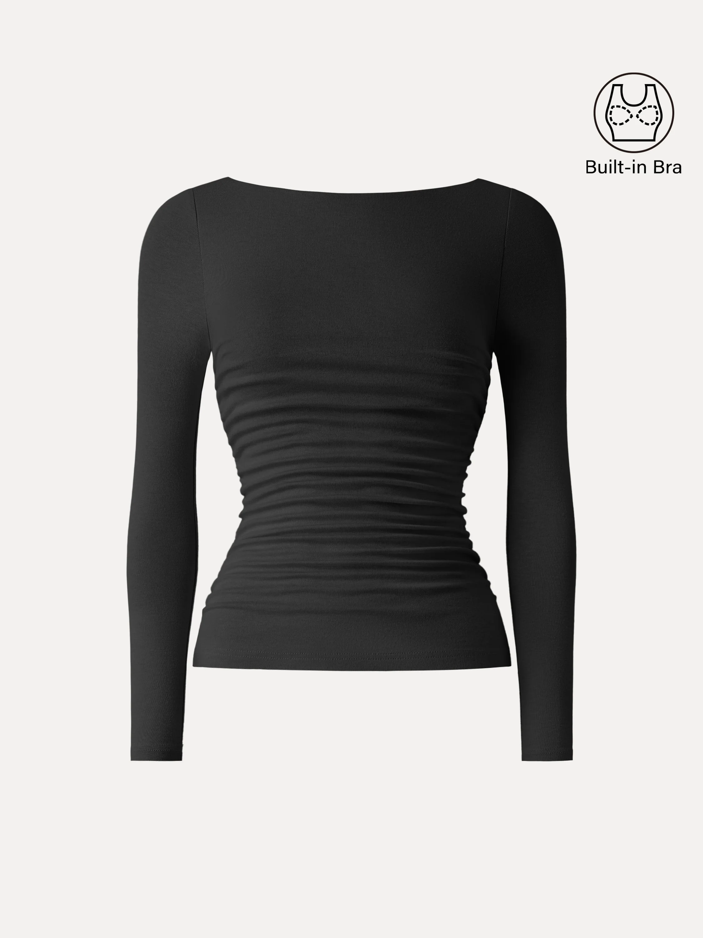 Light Warm Boatneck Ruched Brami Top