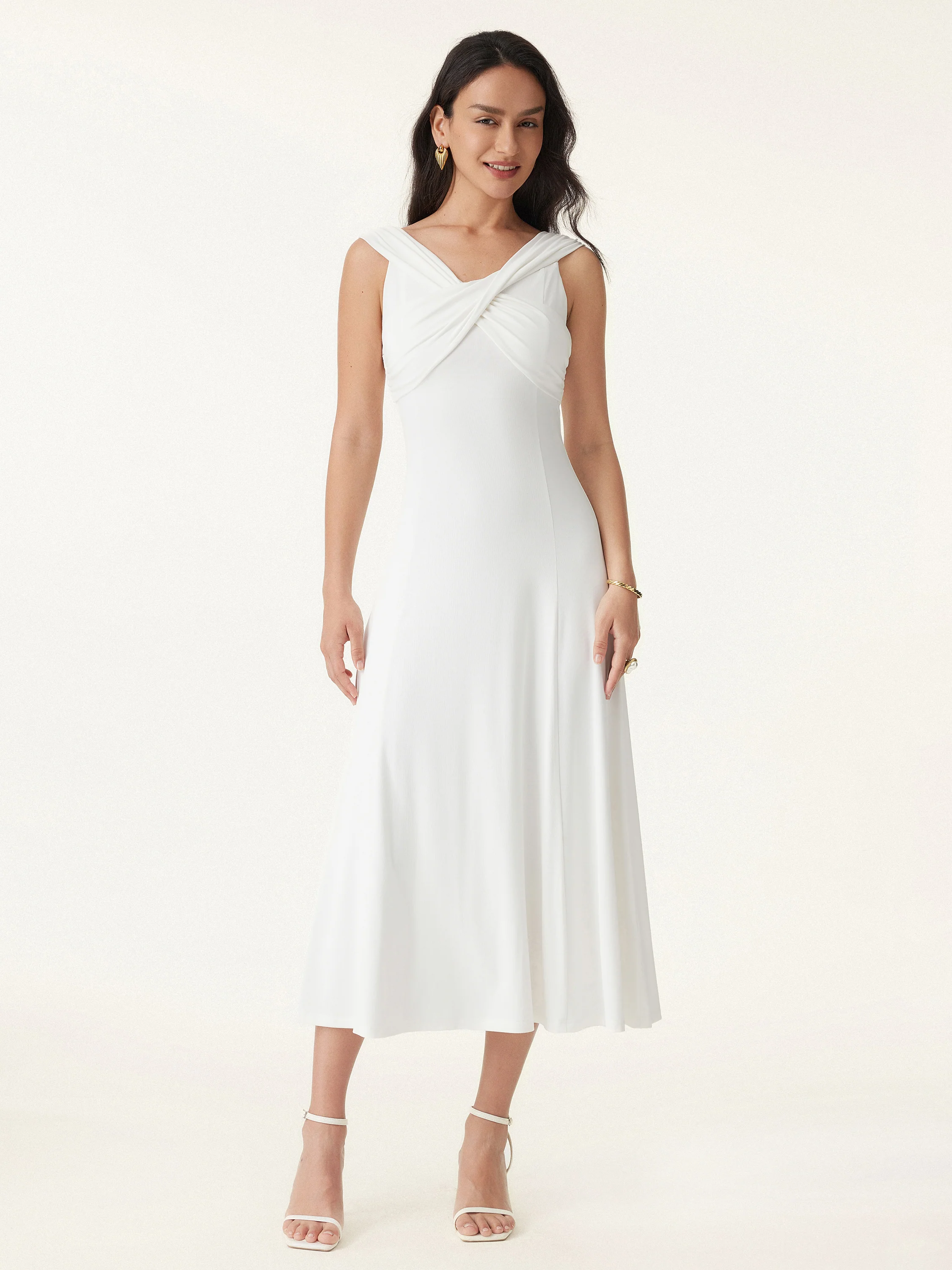 Flowy Criss Cross Off-shoulder Midi Brami Dress