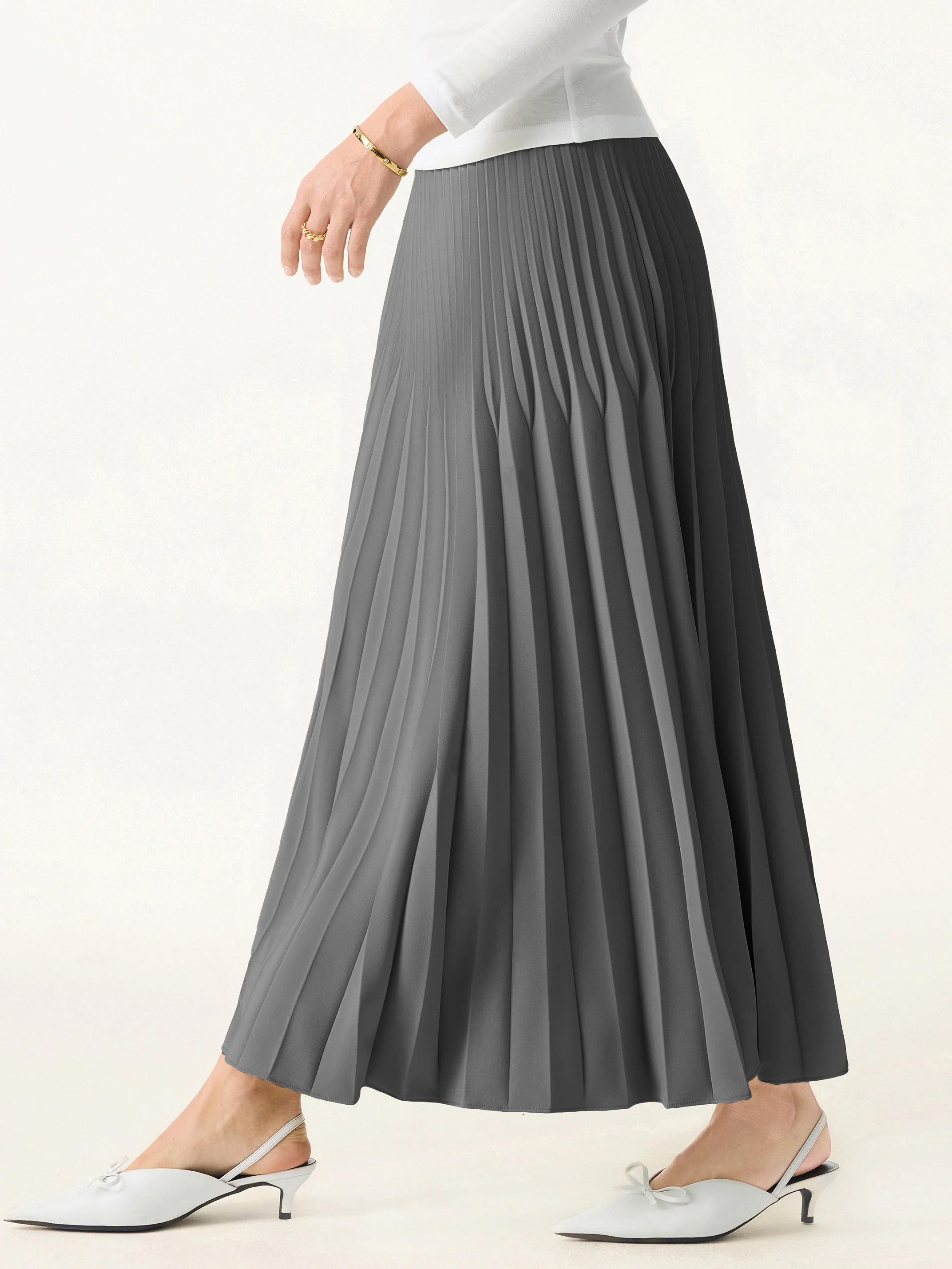 Twisted Pleated A-line Midi Skirt