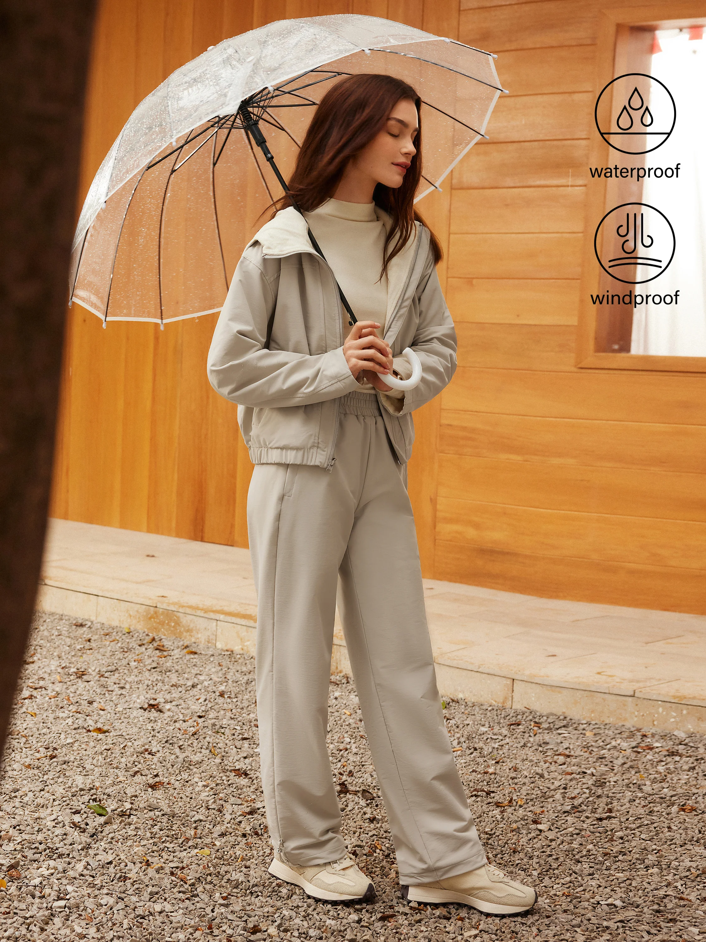 2-Piece Set Waterproof Reversible Jacket and Elastic Waist Pants