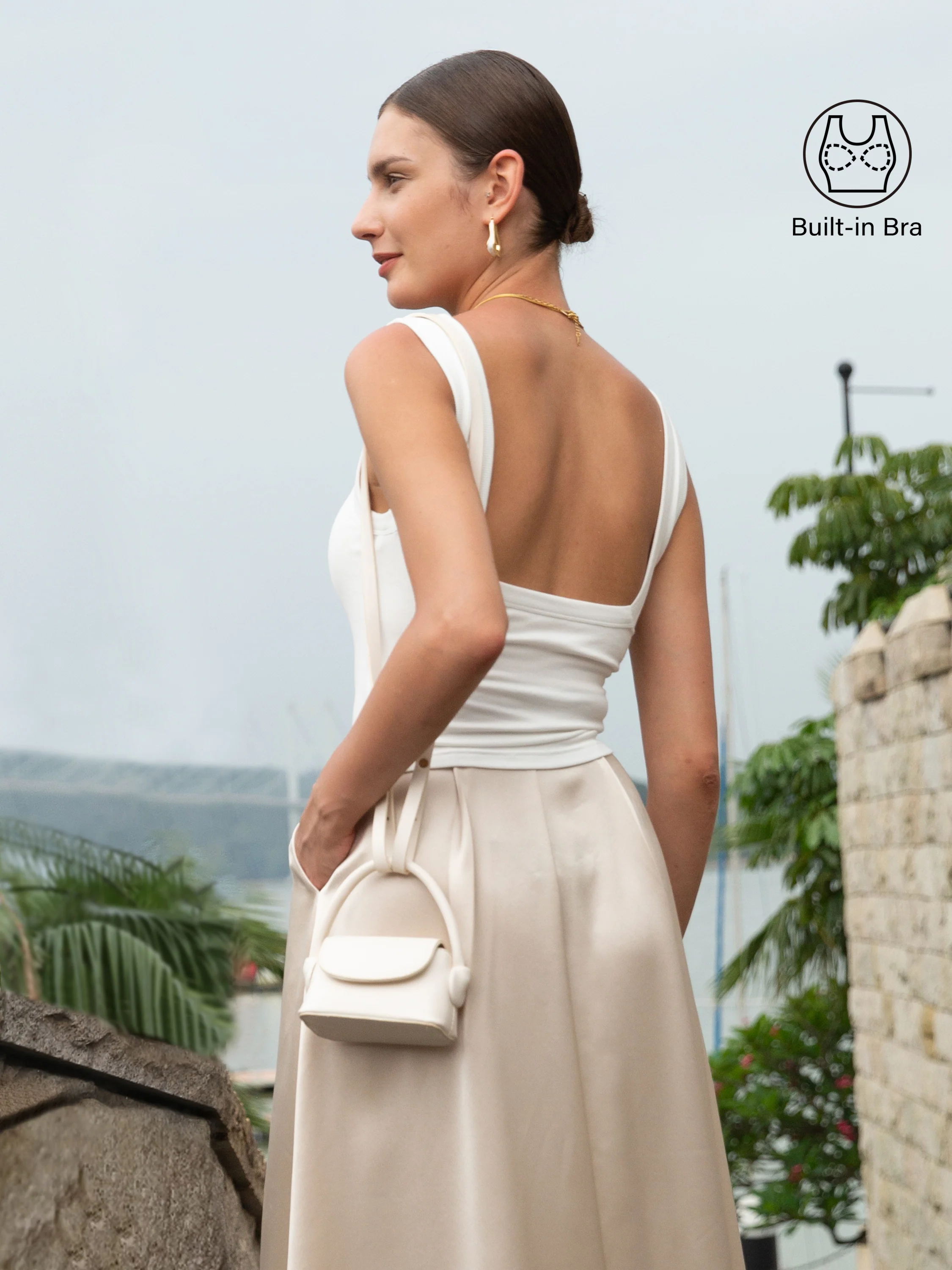 Slinky Square Open-Back Brami Tank Top