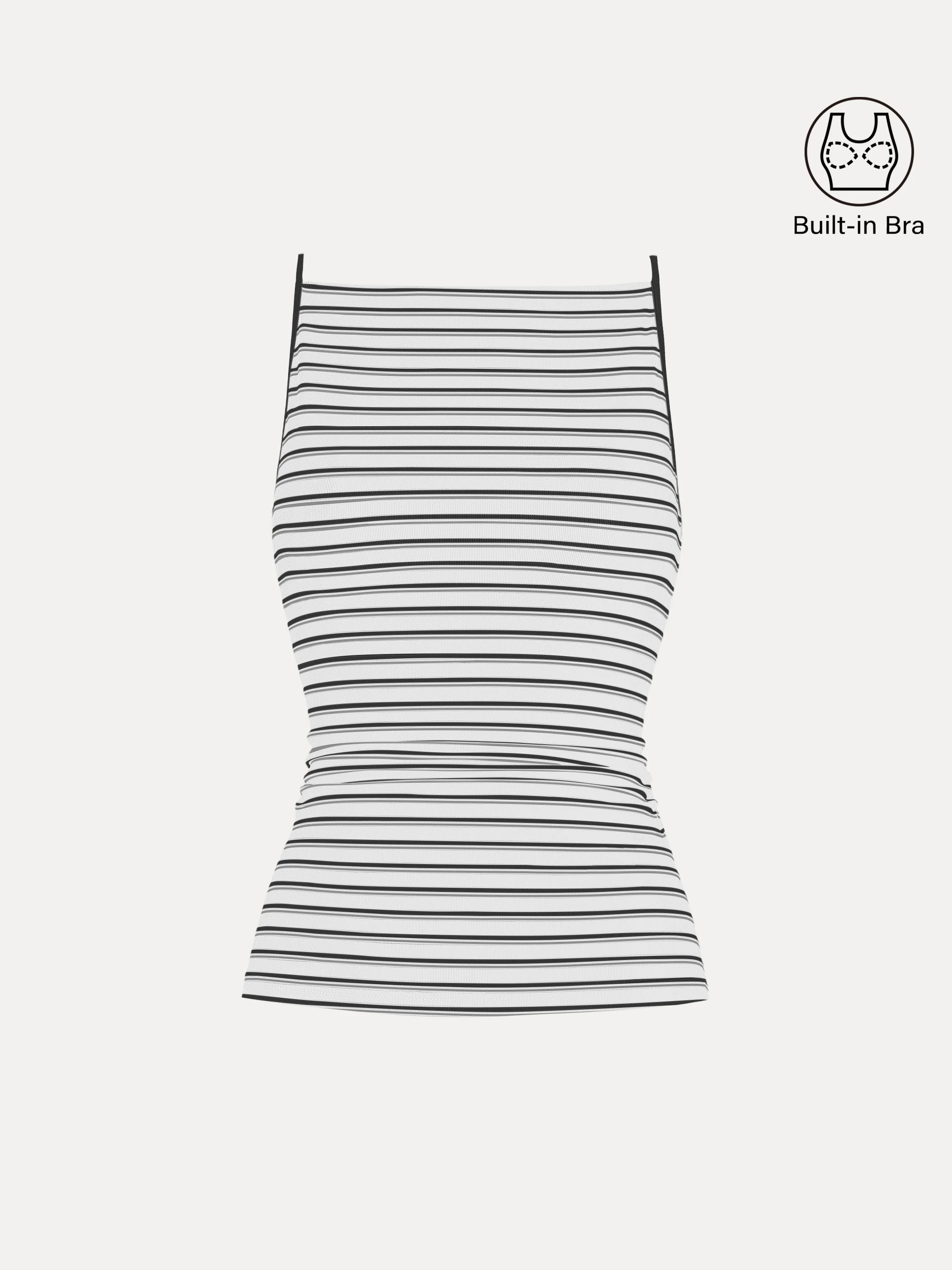Striped Side-Ruched Spaghetti Airy Bra