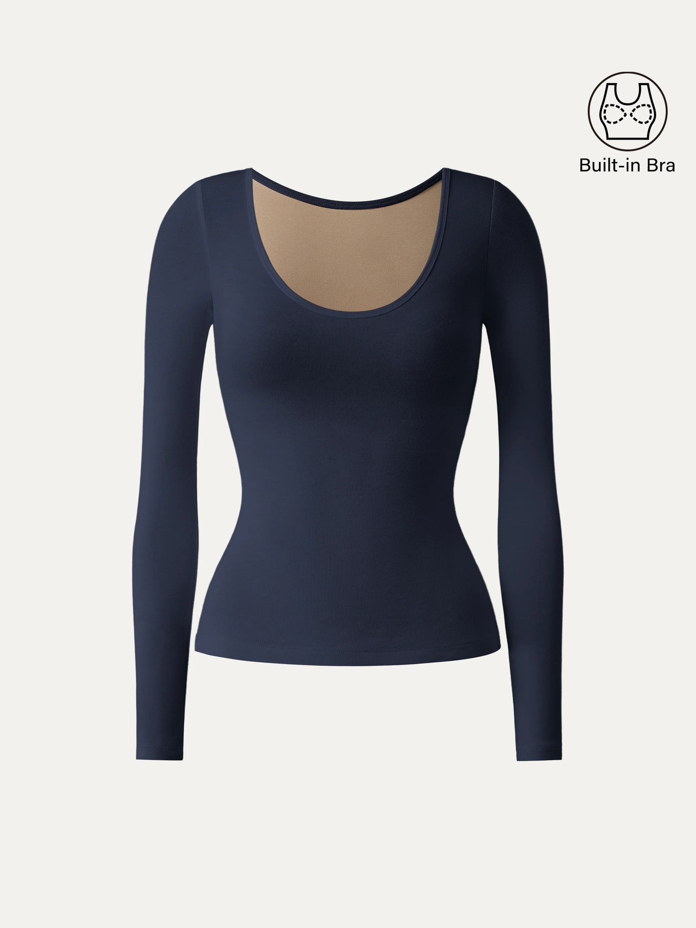 Scoop Neck Long Sleeve Breathable Bra