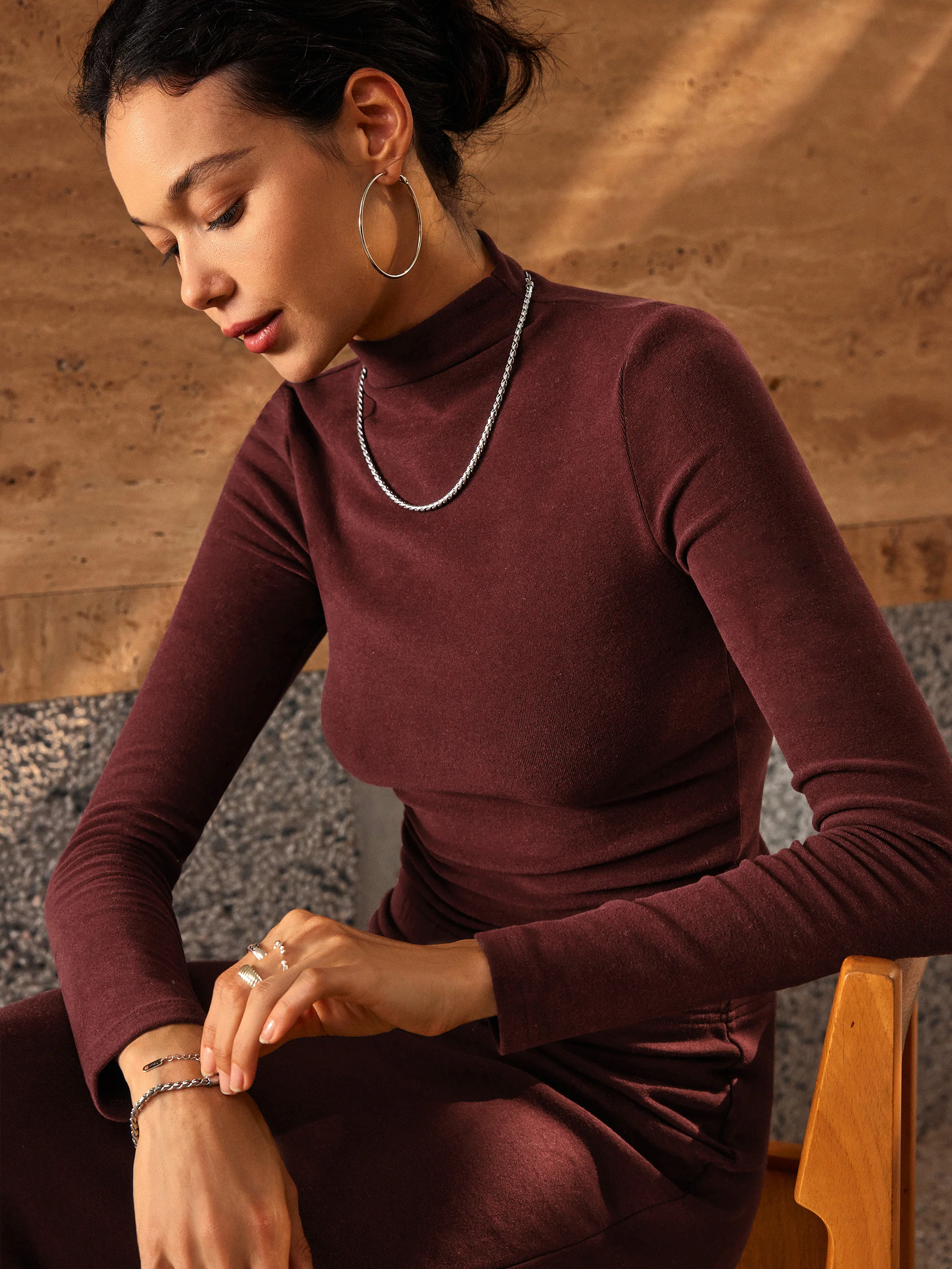 Thermal Brushed Mock Neck Crop Top