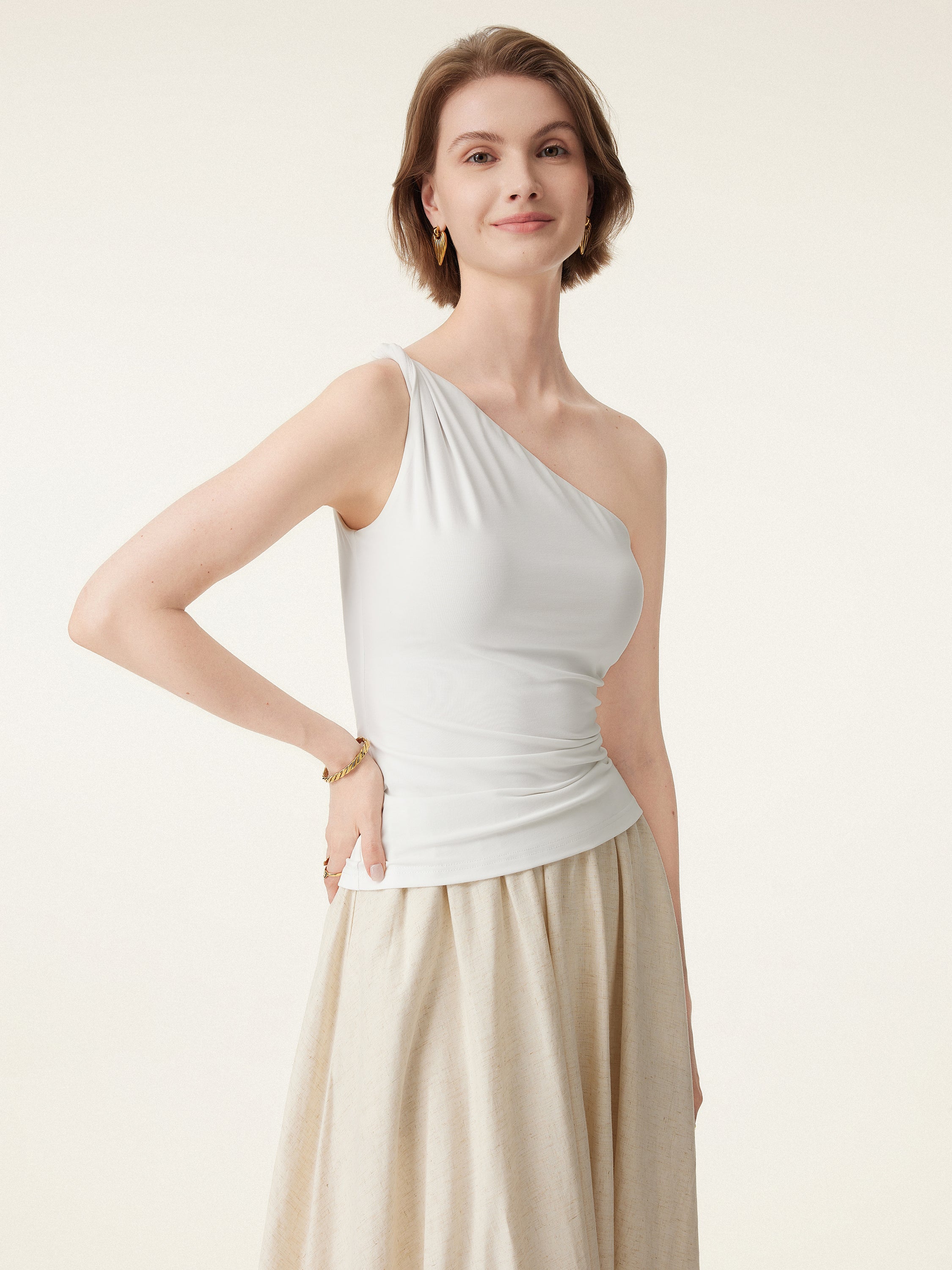 One Shoulder Twisted Sports Tank