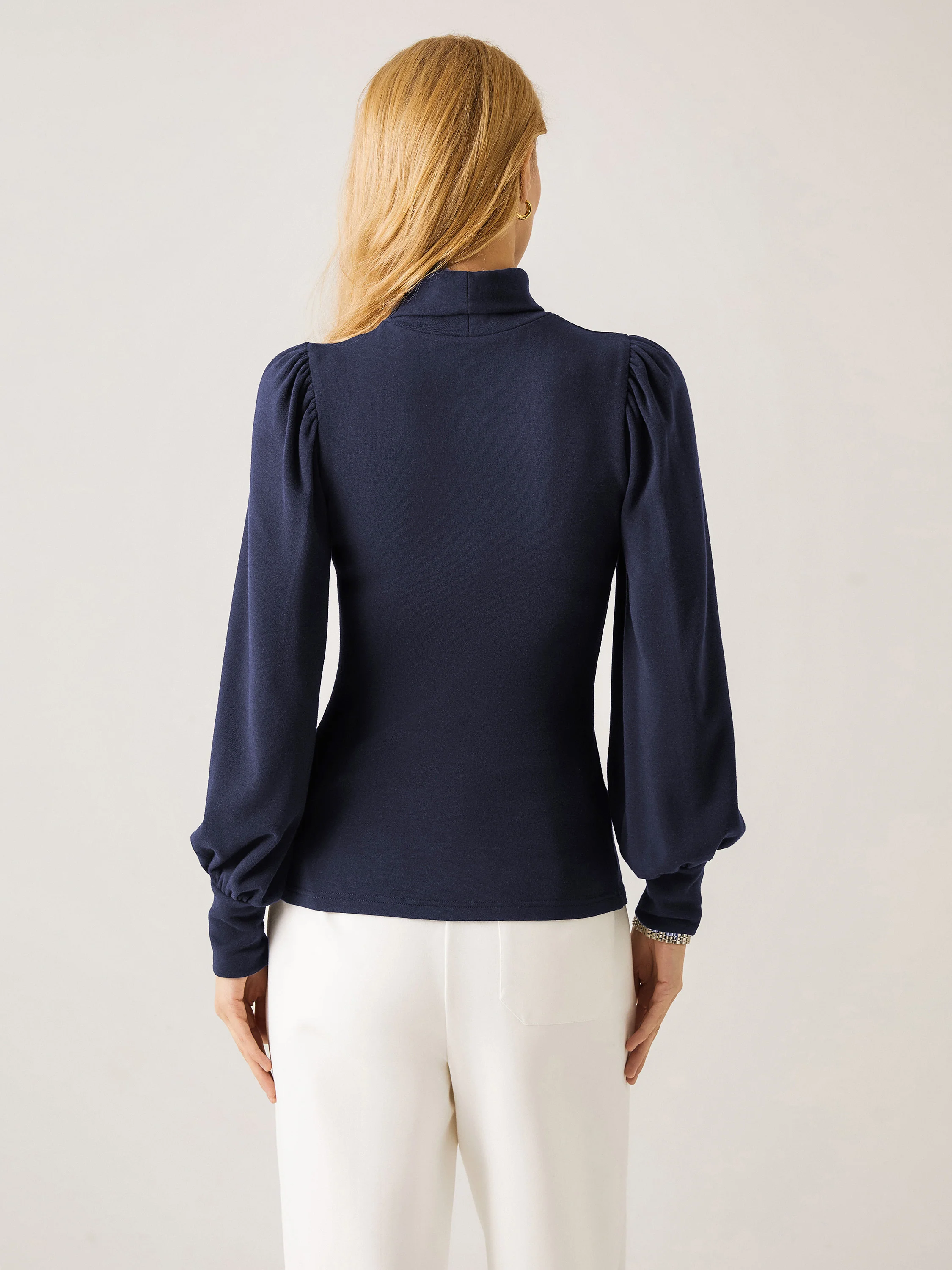 Turtleneck Puffed Sleeve Top