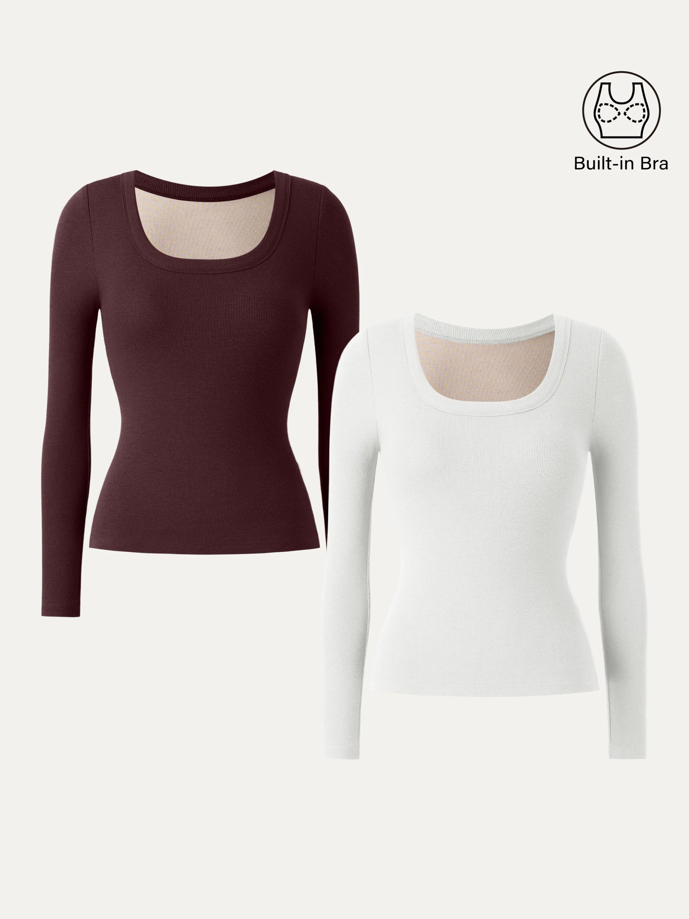 Essential Round Neck Ribbed Long Sleeve Brami