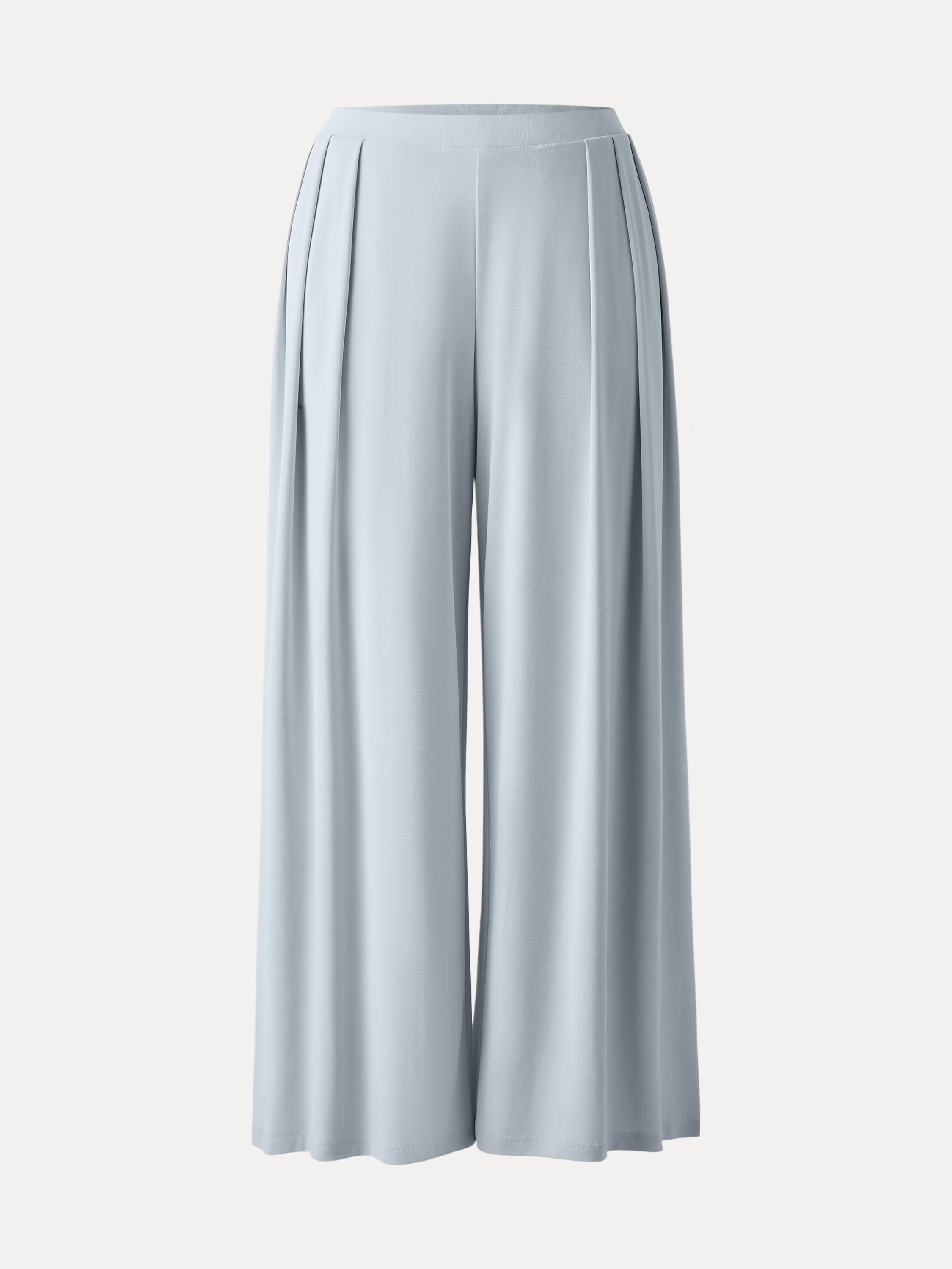 Sand-washed Mid-rise Pleated Wide-leg Palazzo Pants with Pockets