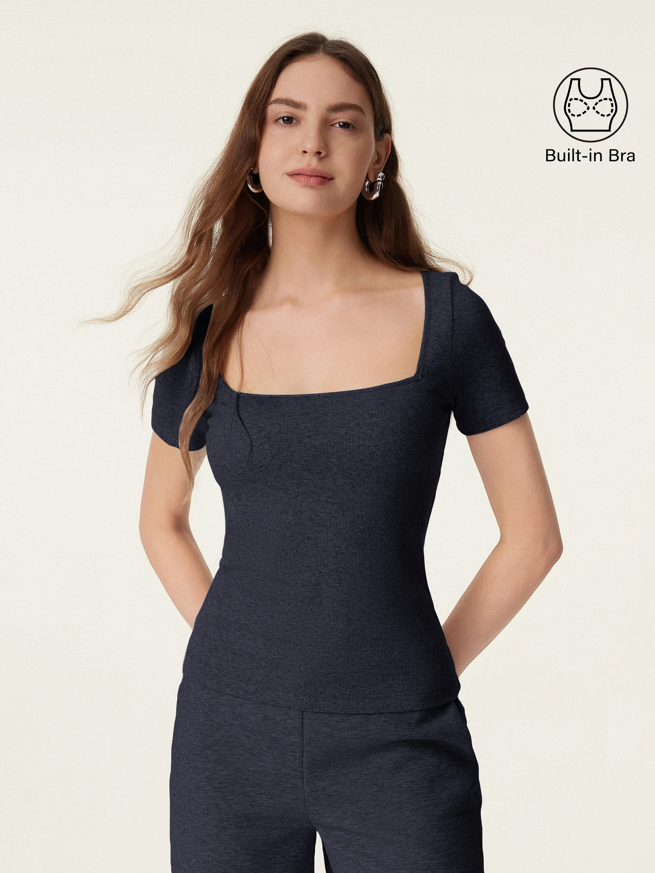 Square Neck Short Sleeve Cotton Breathable Bra