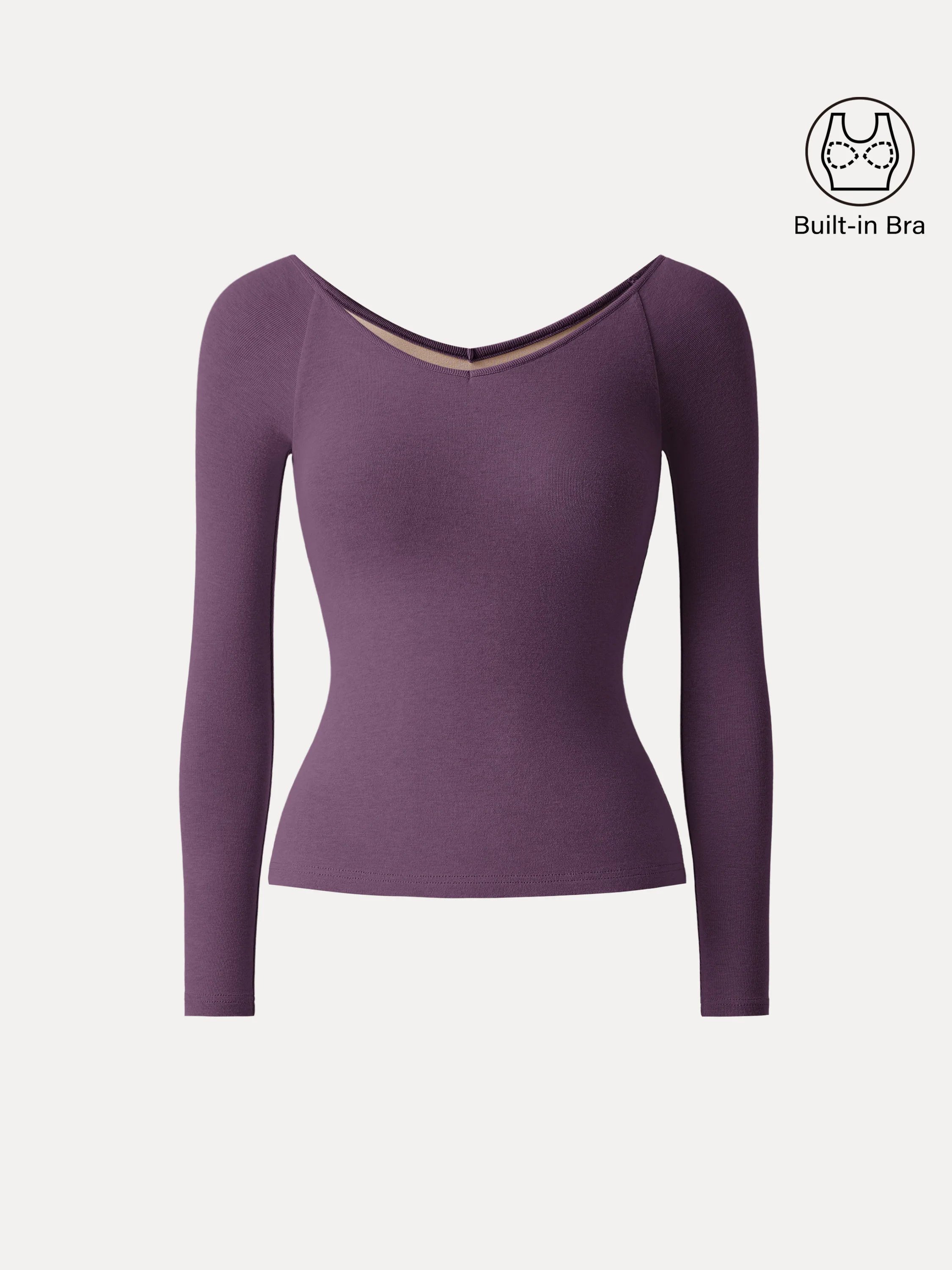 Stretch Cotton V-Neck Long Sleeve Brami Top